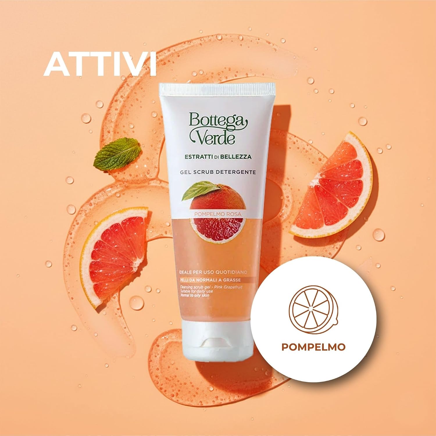 Detalle de Bottega Verde Estratti di Bellezza Gel Scrub Detergente con Pompelmo Rosa, 100 ml
