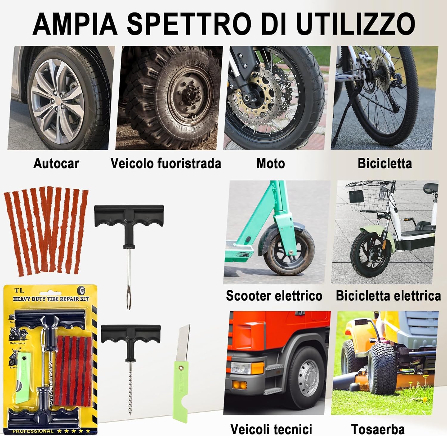 Thumbnail 6 de Faburo Kit Riparazione Pneumatici Auto, Moto e Professionale: affidabile e pratico per piccoli fori