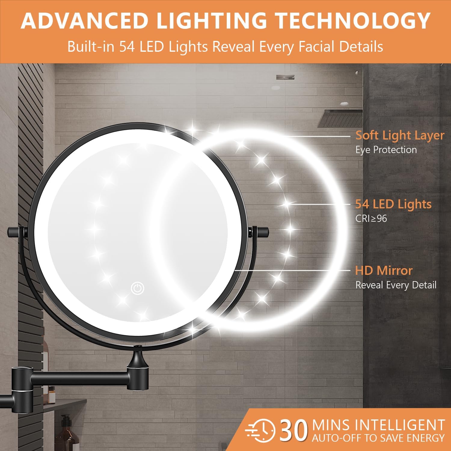 Thumbnail 3 de Auxmir 1X/30X Wall Mounted Lighted Makeup Mirror