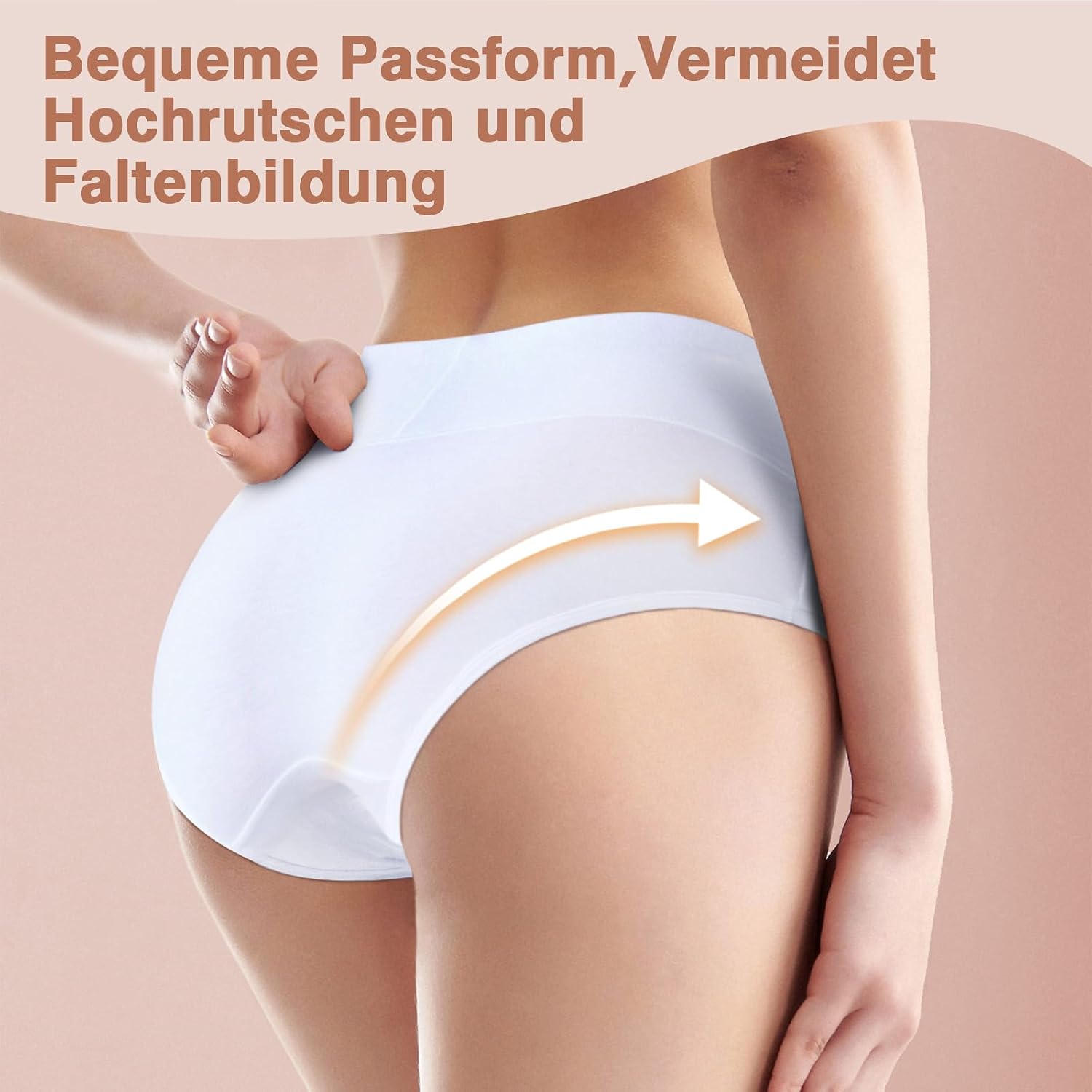 Detalle de QINCAO Damen-Unterhosen im 6er-Set mit hoher Taille aus Baumwolle (Stretch, atmungsaktiv)