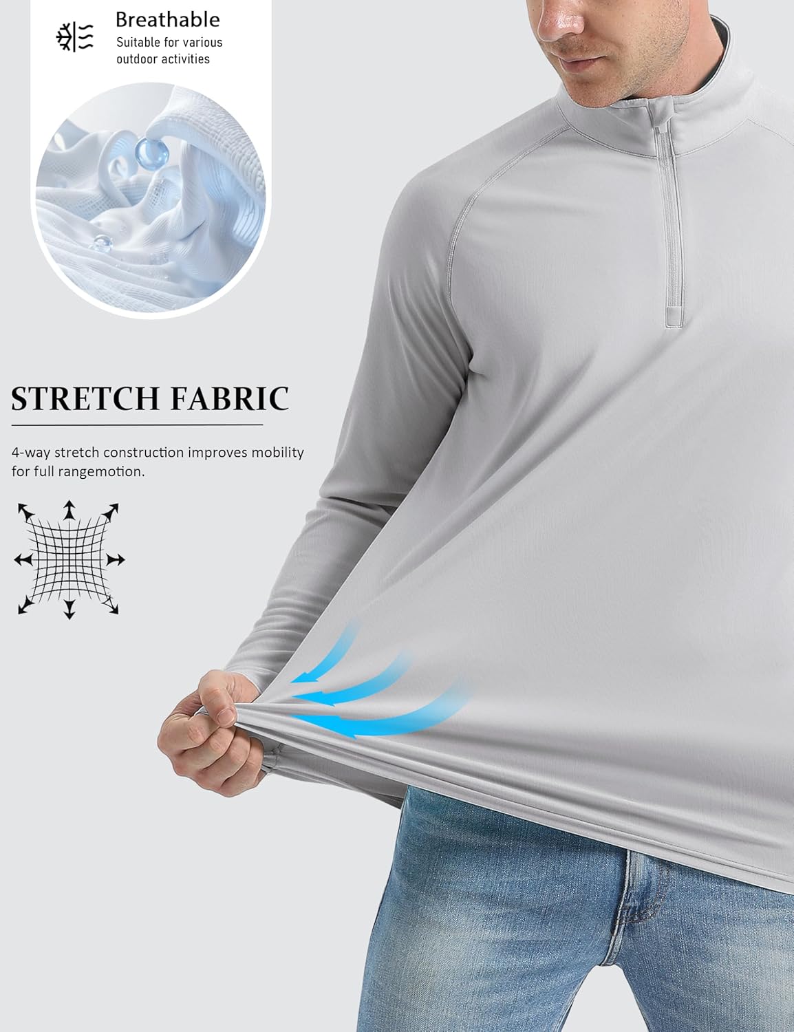 Thumbnail 2 de MAGCOMSEN Men's Long Sleeve Sun Protection Shirt with UPF 50+ (1/4 Zip Rash Guard)