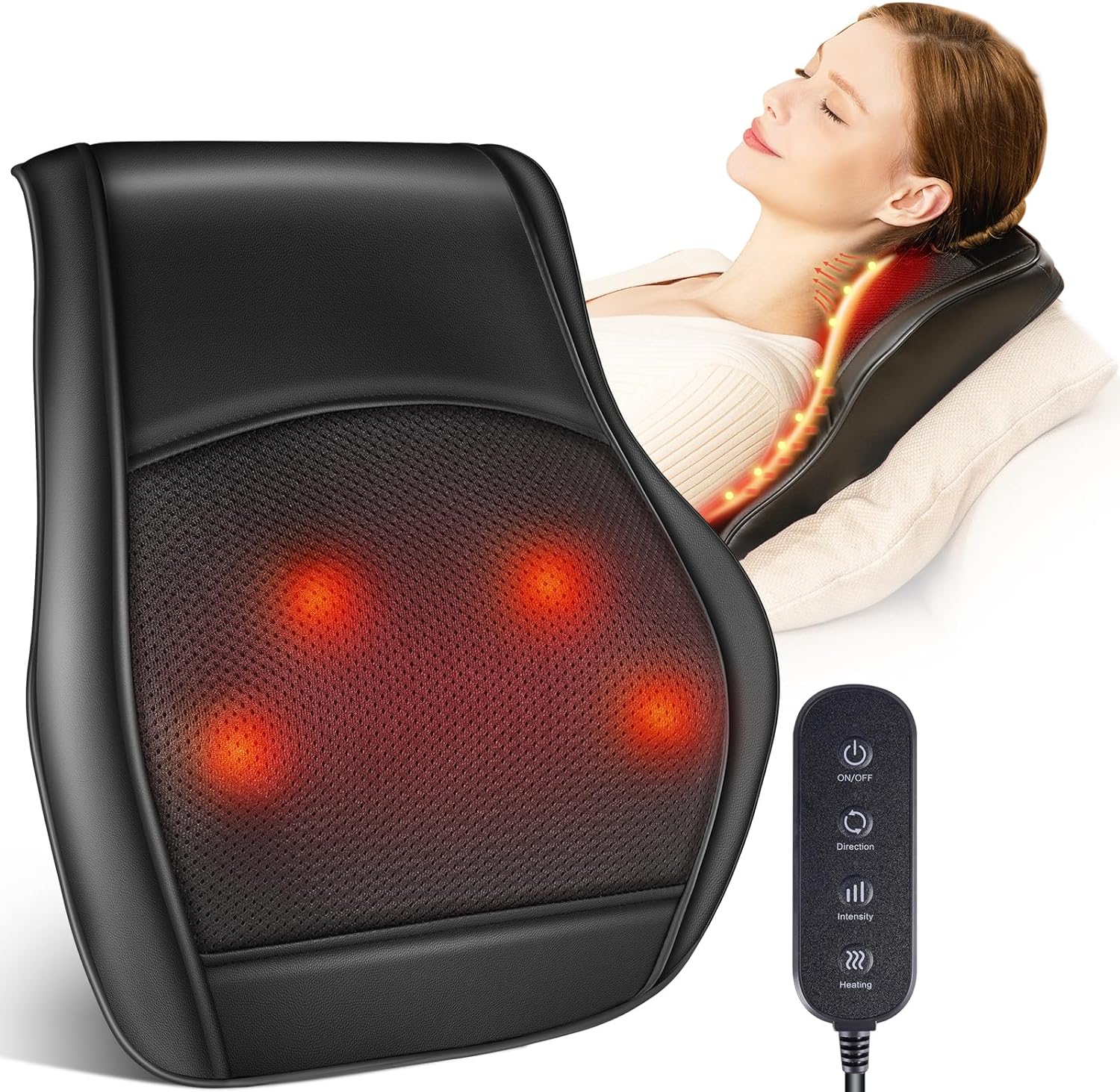 Detalle de Brelley Massagegerät – Nackenmassagegerät mit Wärme und Shiatsu-3D-Tiefengewebsmassage