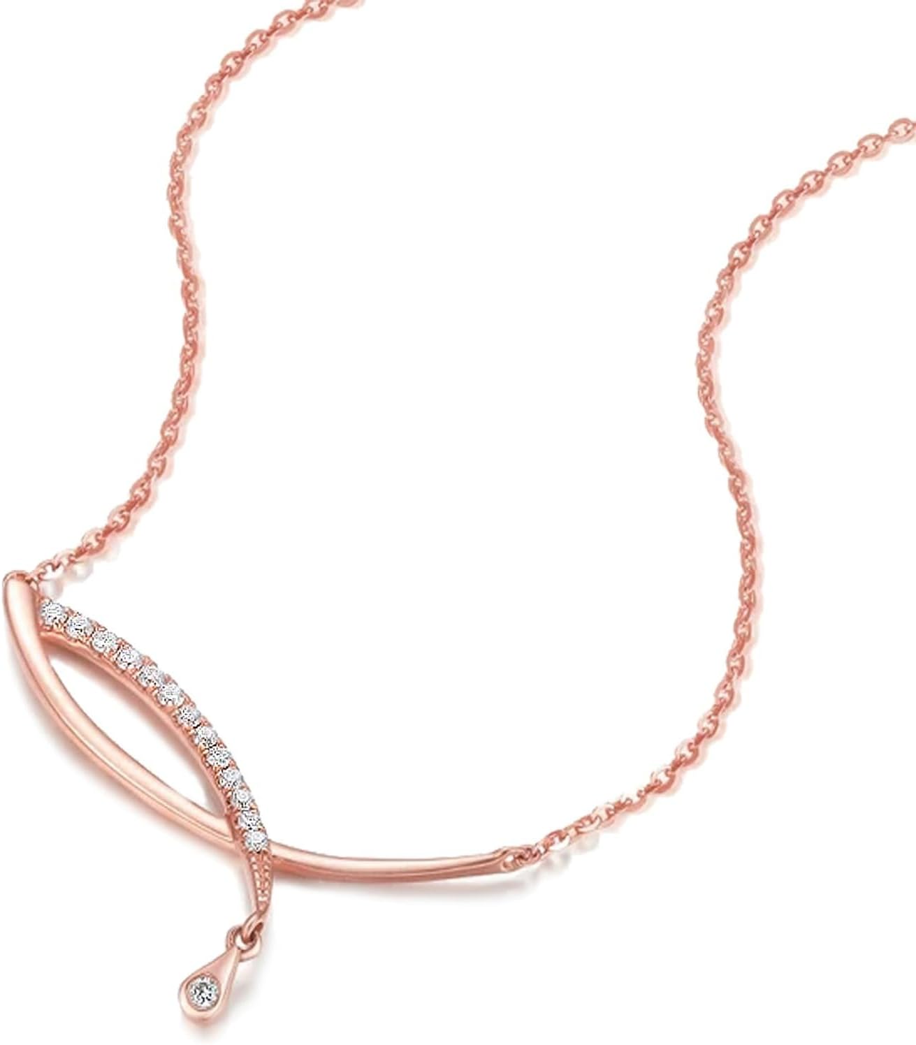 Detalle de Nobel Damen-Kette 925 Sterling Silber Rosegold Zirkonia – Feines Halskettchen mit AAA-Akkuratem Ihrem Look