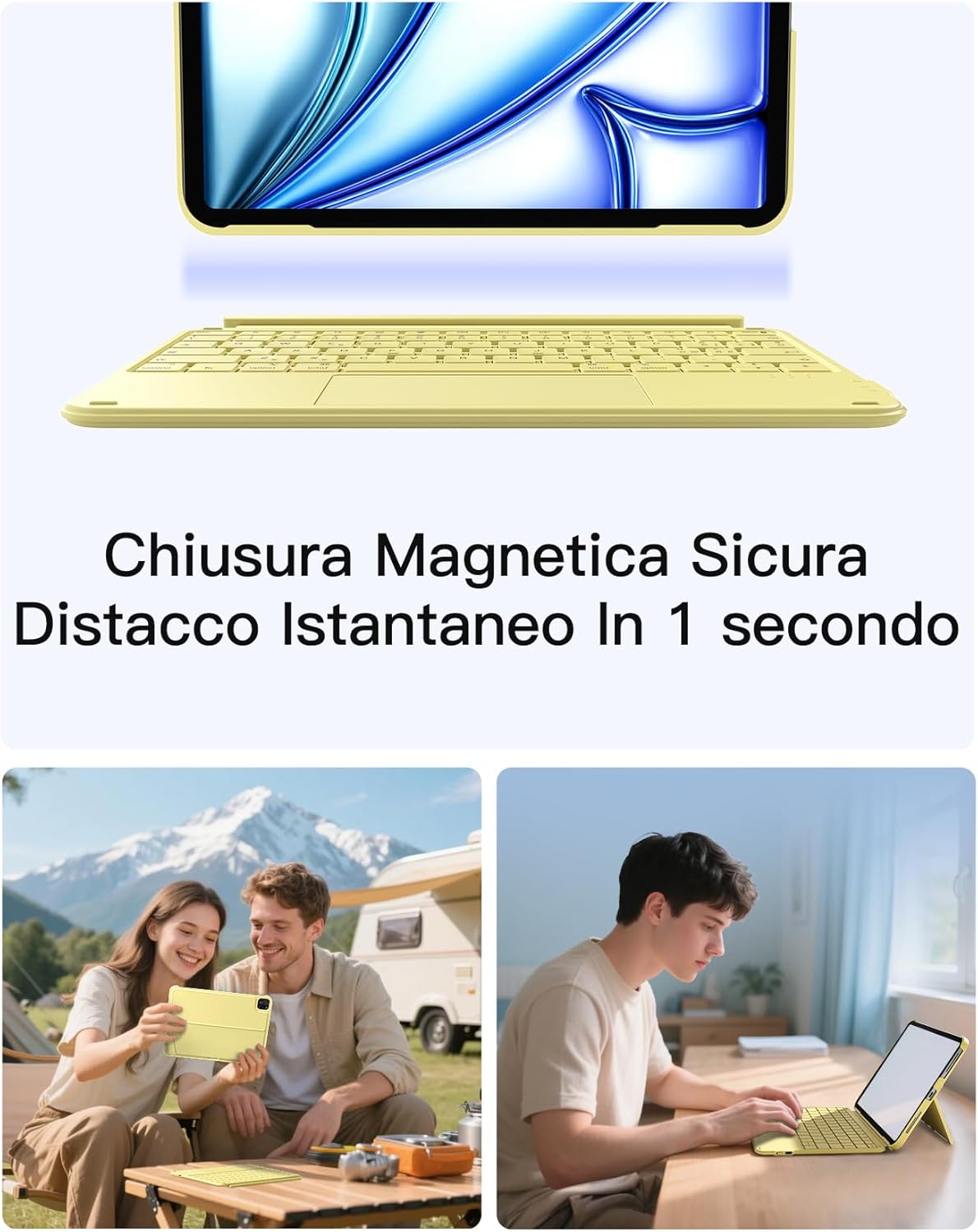Thumbnail 3 de Inateck Custodia Tastiera per iPad 11ª/10ª Gen con Touchpad ultraleggero rimovibile (Giallo AceTouch)