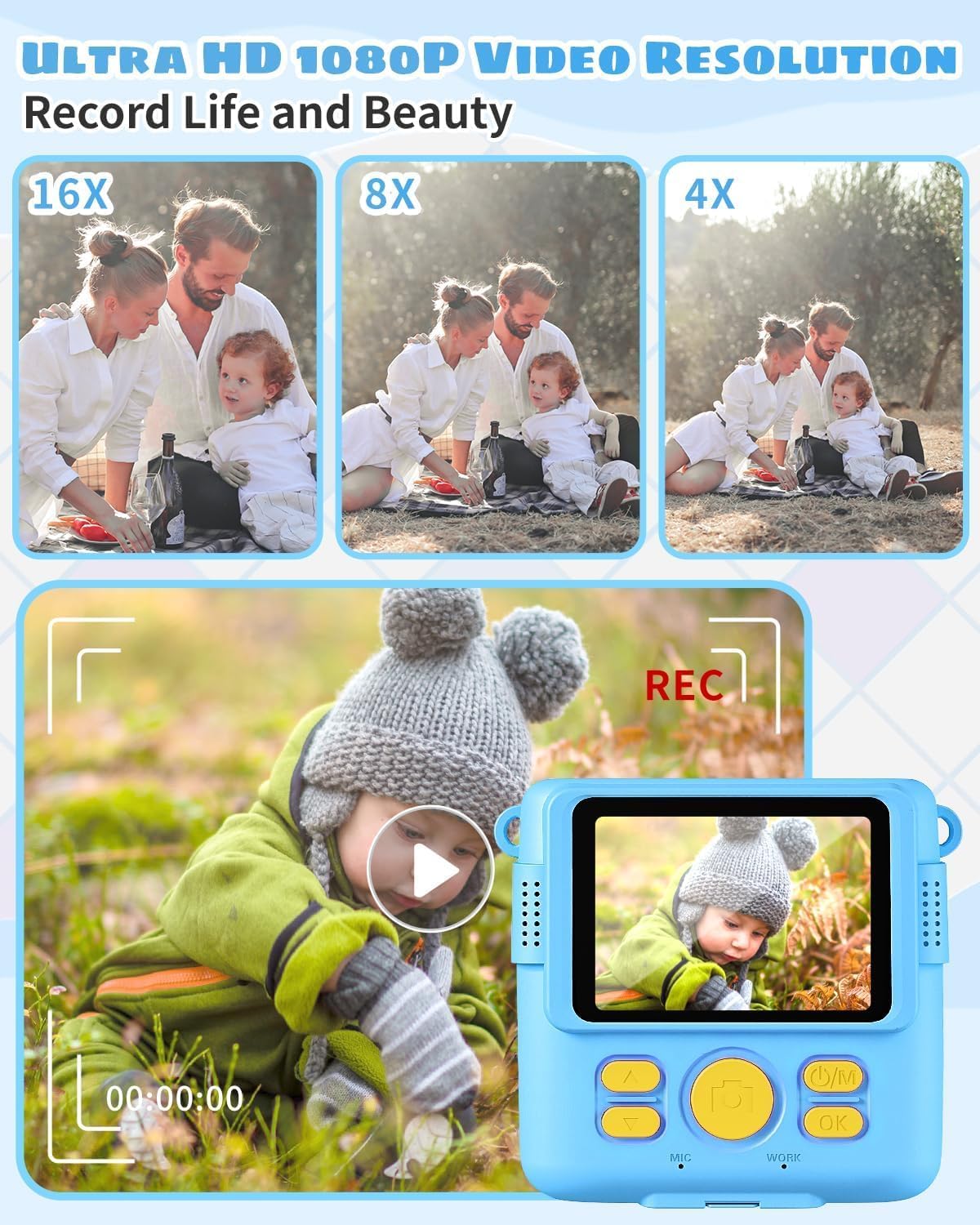 Detalle de Instant Print Camera 1080P kids camera with 32GB