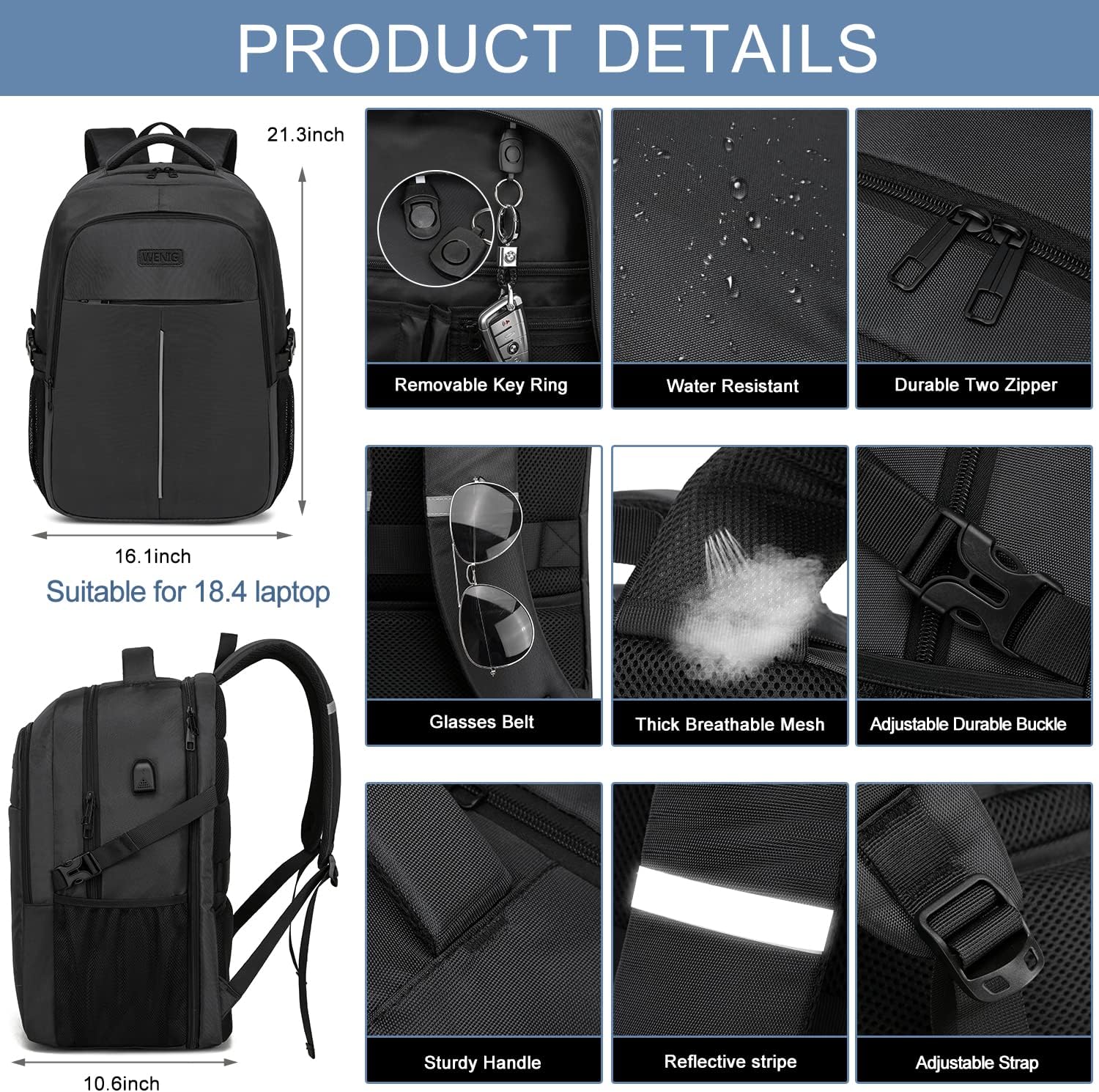Thumbnail 3 de 55L 18.4 Laptop Backpack for travel work