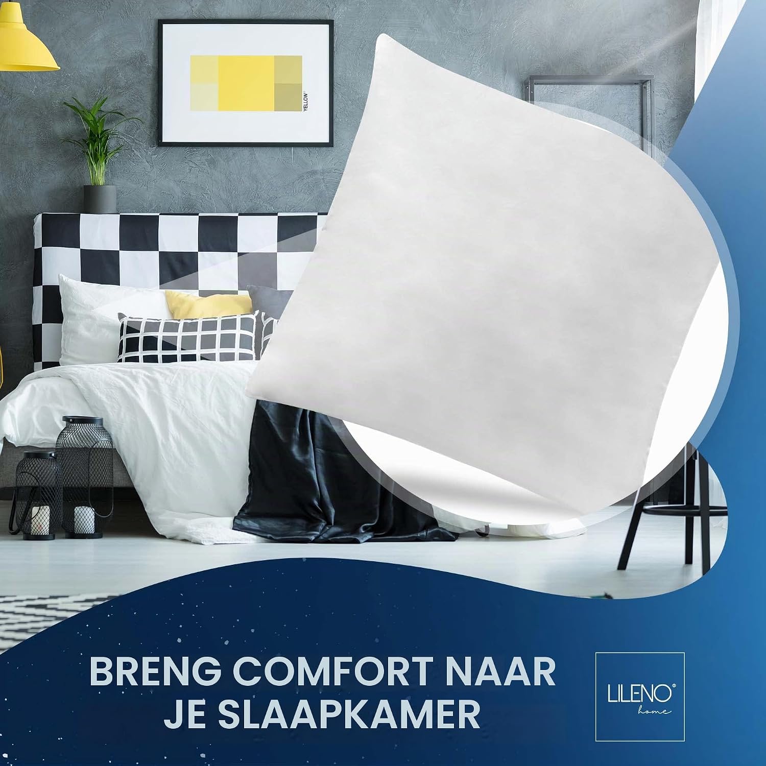 Detalle de LILENO HOME verenkussen 50 x 50 cm met 600 g veren en katoenen hoes