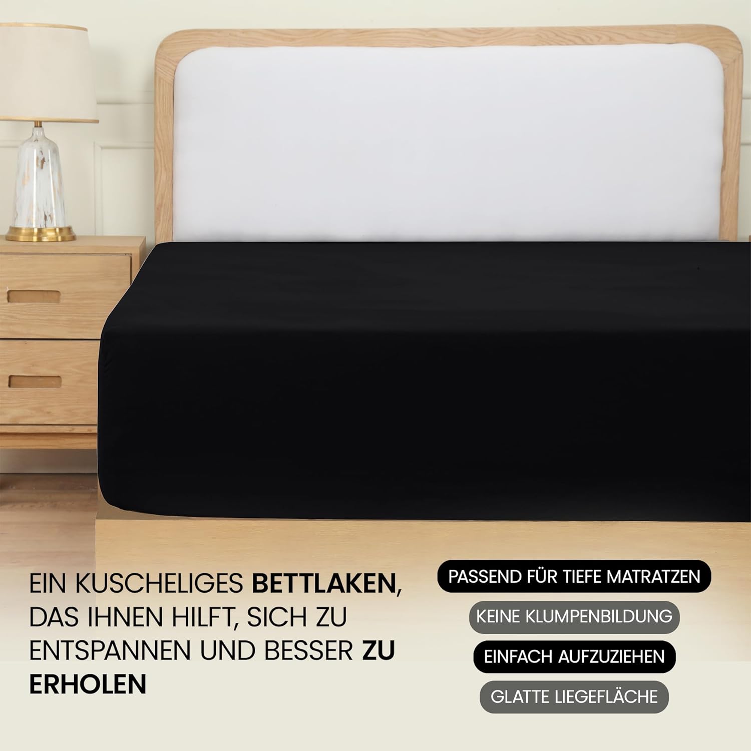 Thumbnail 5 de Utopia Bedding Spannbettlaken 140x200 Schwarz