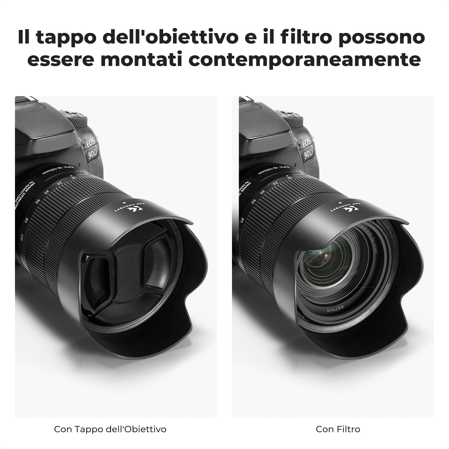 Detalle 2 de K&F Concept EW73D paraluce a baionetta reversibile per obiettivi