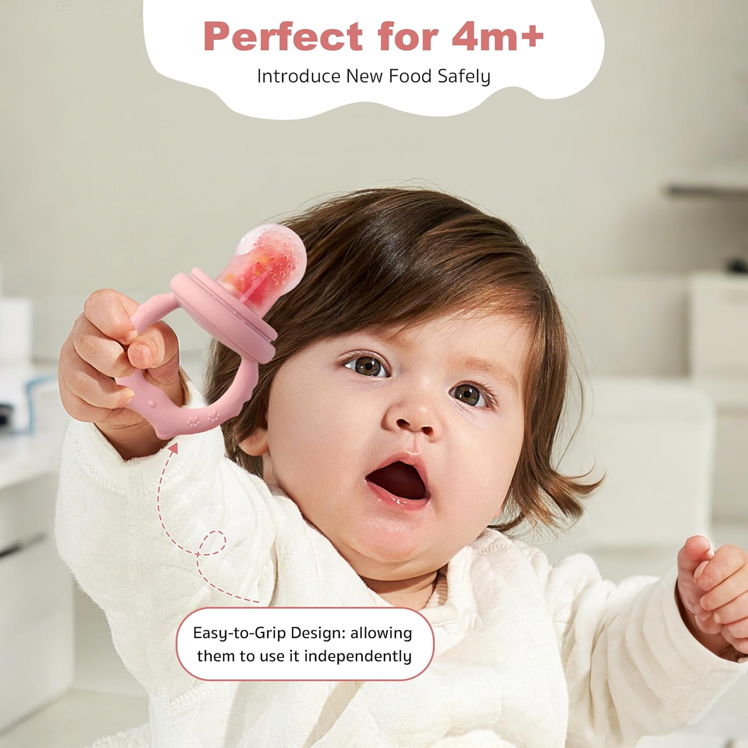 Thumbnail 1 de Fruit Feeder for Babies (4M+) – Teething Dummy & Freezer Mold Pack (Pink, 1 Pack)