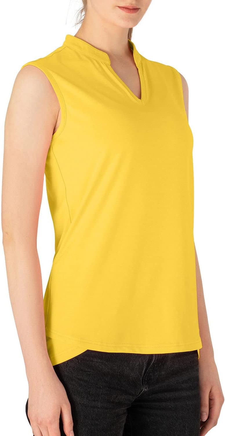 Detalle 1 de JHMORP Women’s Sleeveless Golf Polo Shirt, V-Neck Polyester Quick-Dry Top