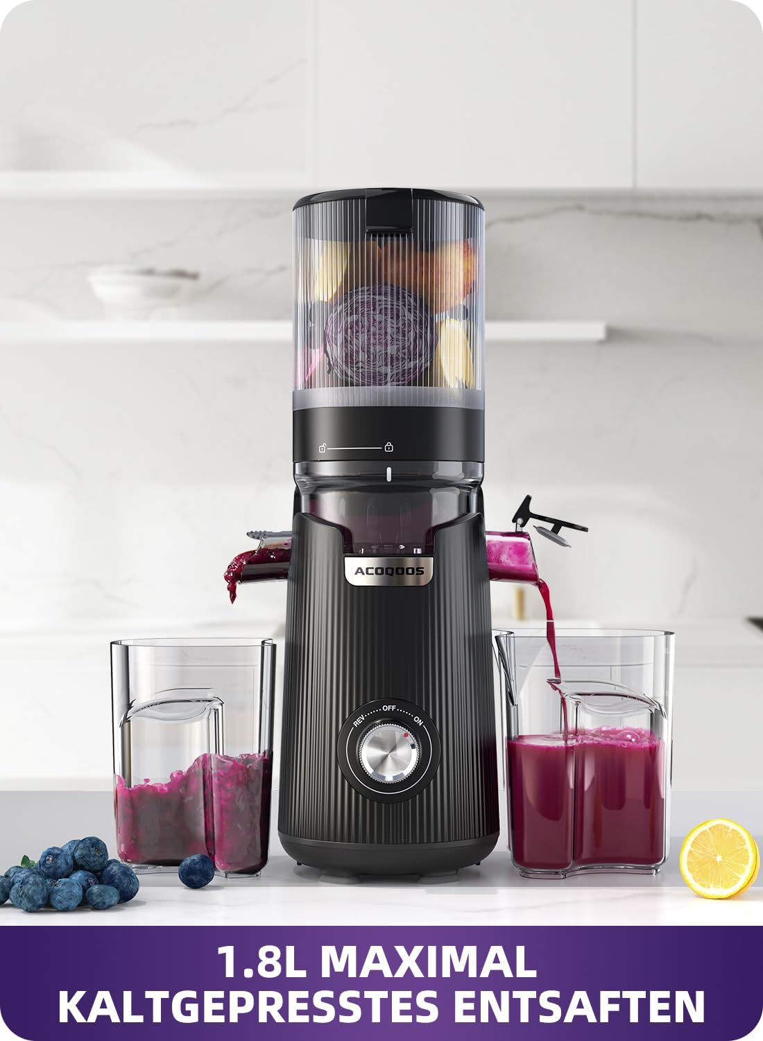 Detalle de ACOQOOS Entsafter Slow Juicer 1,8 L đ„€