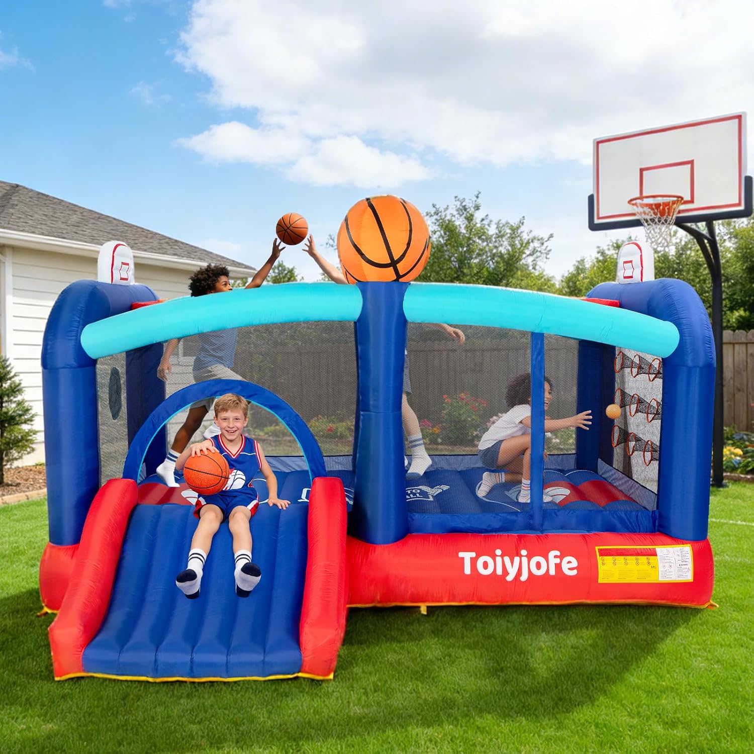 Detalle de Bounce House with Blower & Slide (10ft x 10ft x 7ft) Kids Inflatable Bouncy Castle for Indoor/Outdoor Play