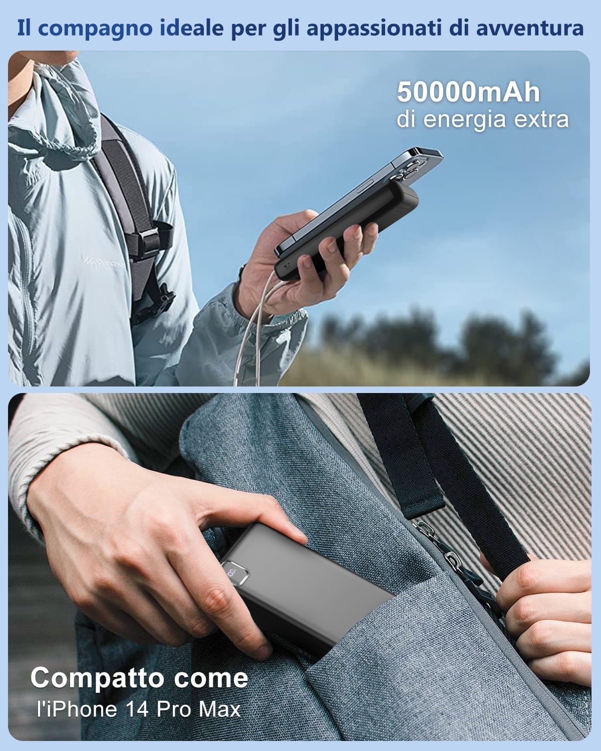 Thumbnail 2 de DRMARE Power Bank 50000 mAh 22,5 W: caricabatterie portatile con 4 uscite e display LCD