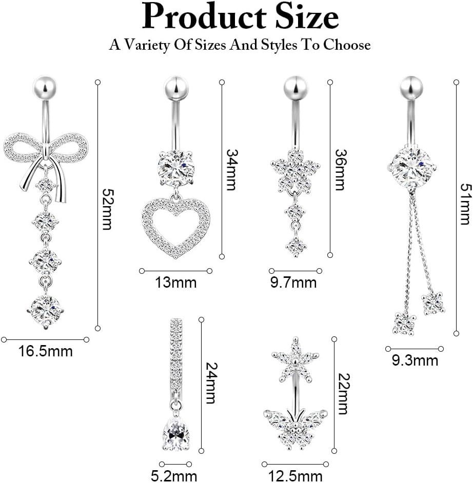 Detalle 2 de AOOSA 6 Pcs Piercing Ombelico Donna