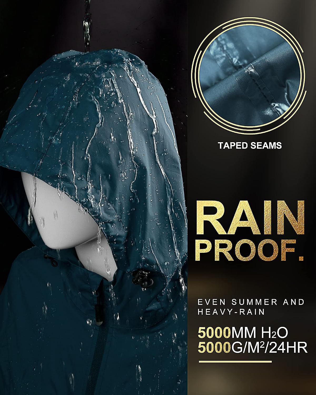 Detalle 2 de 33,000ft Women's Rain Jacket: Lightweight, Packable and Waterproof