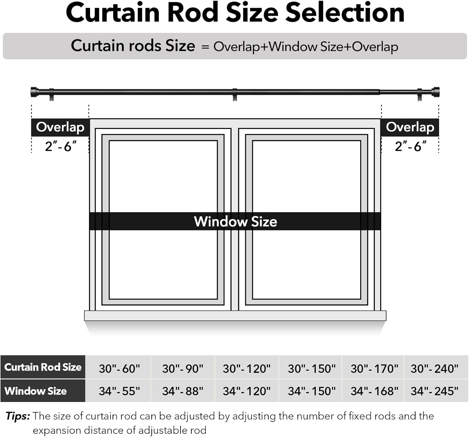 Thumbnail 6 de IFELS Heavy Duty Curtain Rods 66-120" 🪟