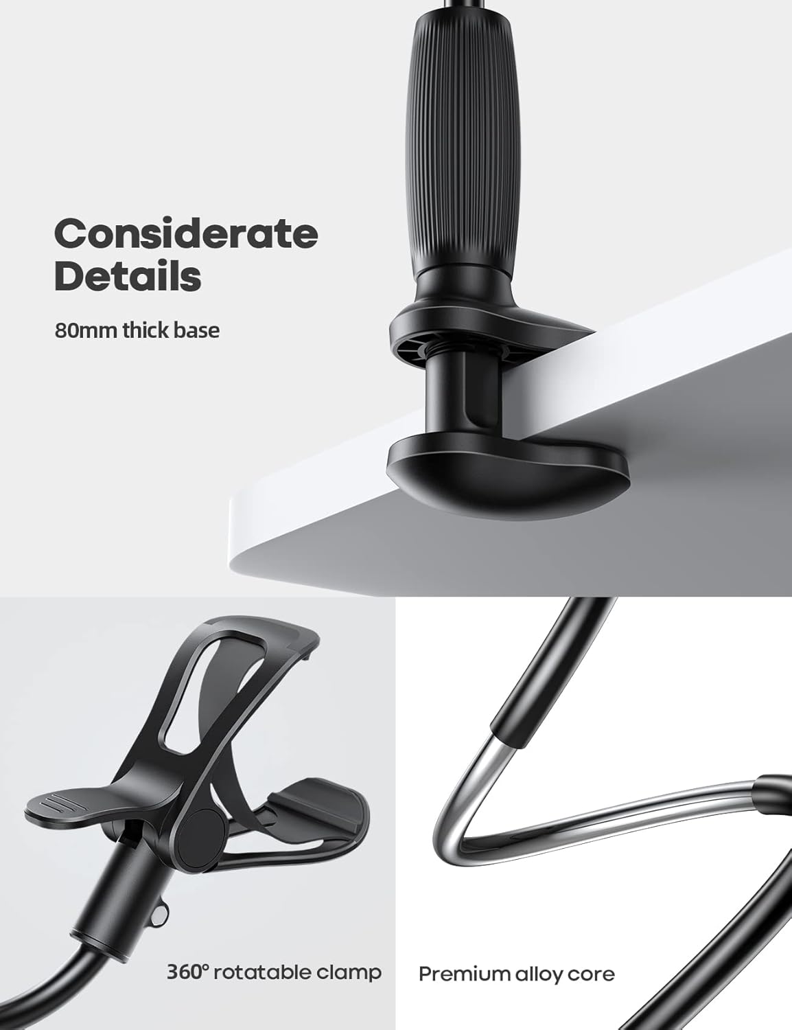 Thumbnail 5 de Lamicall Gooseneck Bed Phone Holder 80 mm clamp