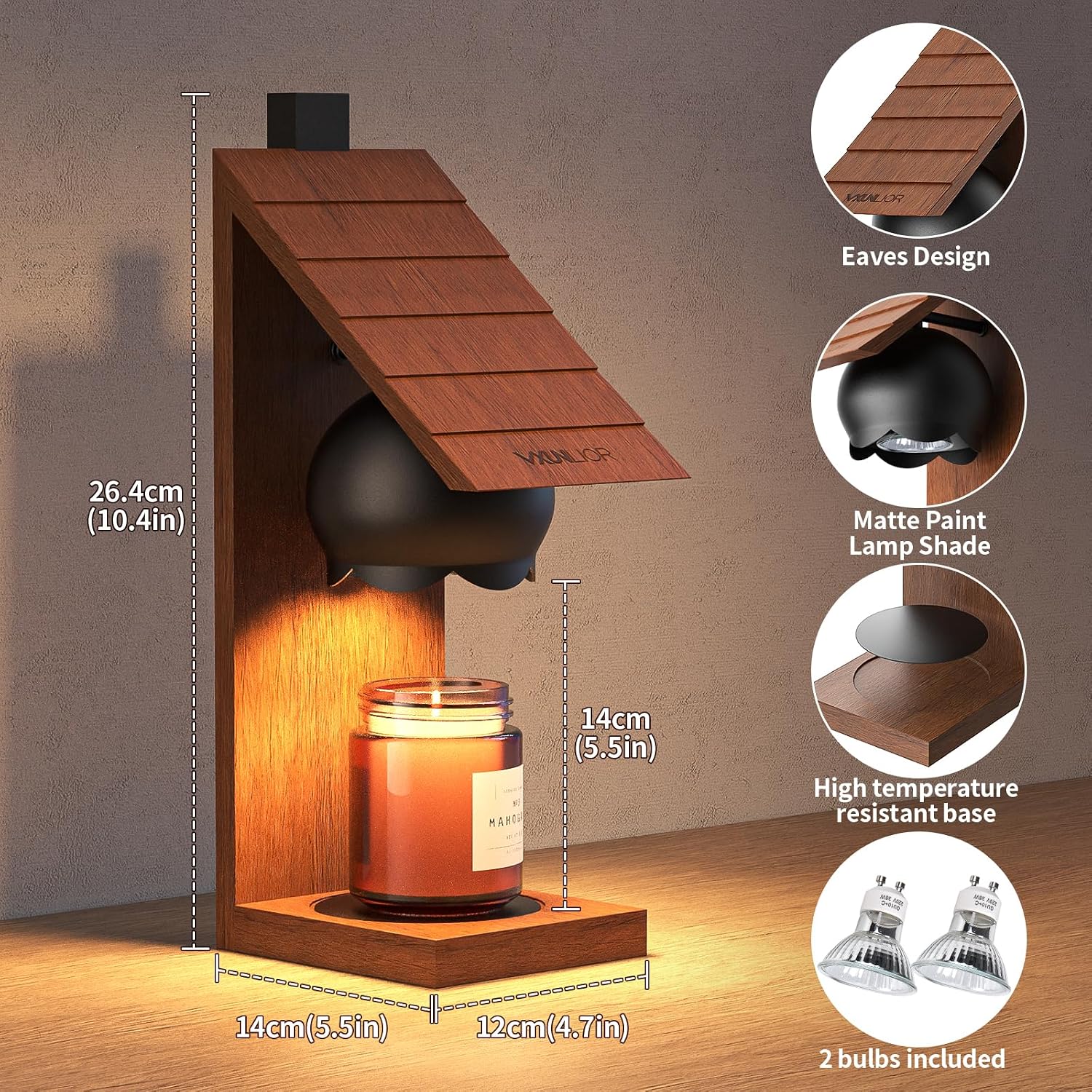 Thumbnail 2 de Wooden Candle Warmer Lamp – Rustic Cabin-Shaped Wax Melter (Wall-Mount, Flameless)