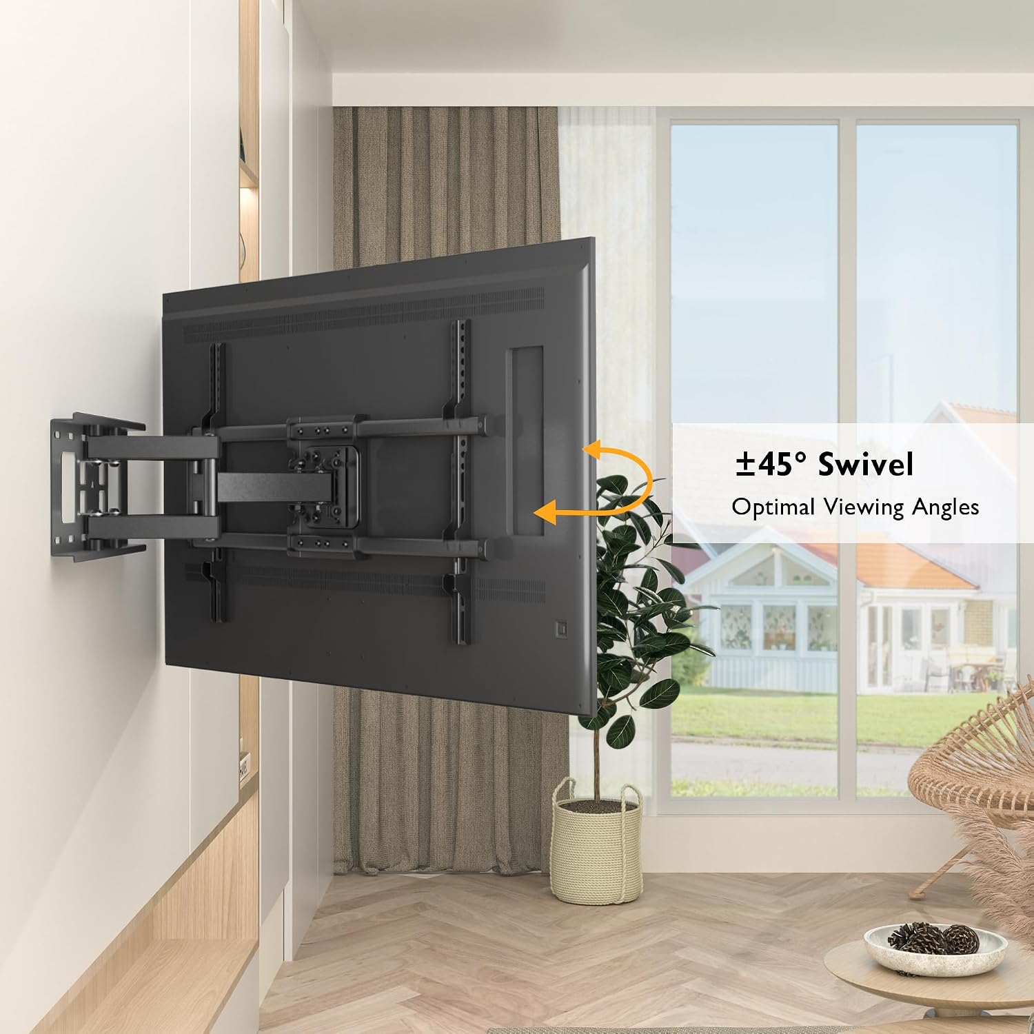Detalle de BONTEC Support mural TV orientable et inclinable pour écrans plats et incurvés 32–84 pouces (jusqu’à 60 kg), VESA max 600x400