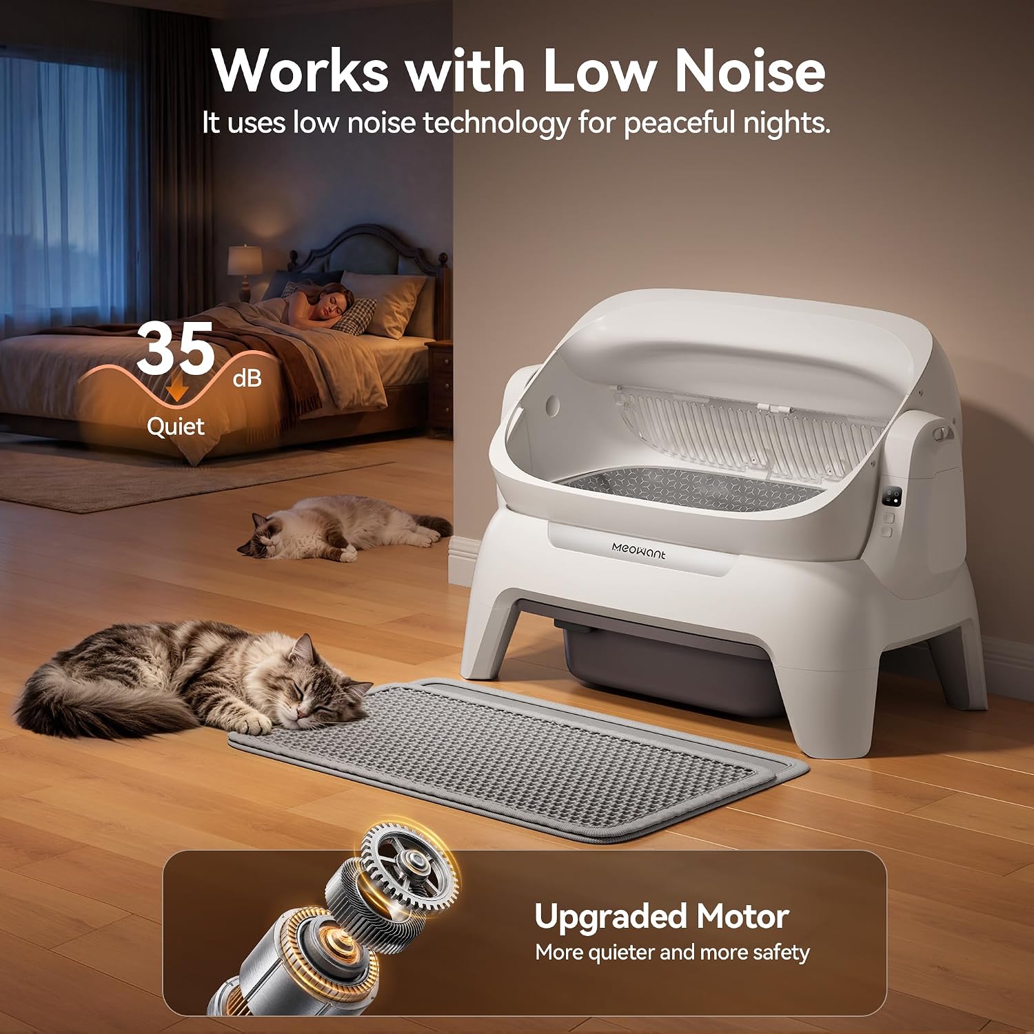 Detalle 2 de Meowant MW-SC10 Extra-Large Automatic Litter Box with Infrared Scanning and App Control