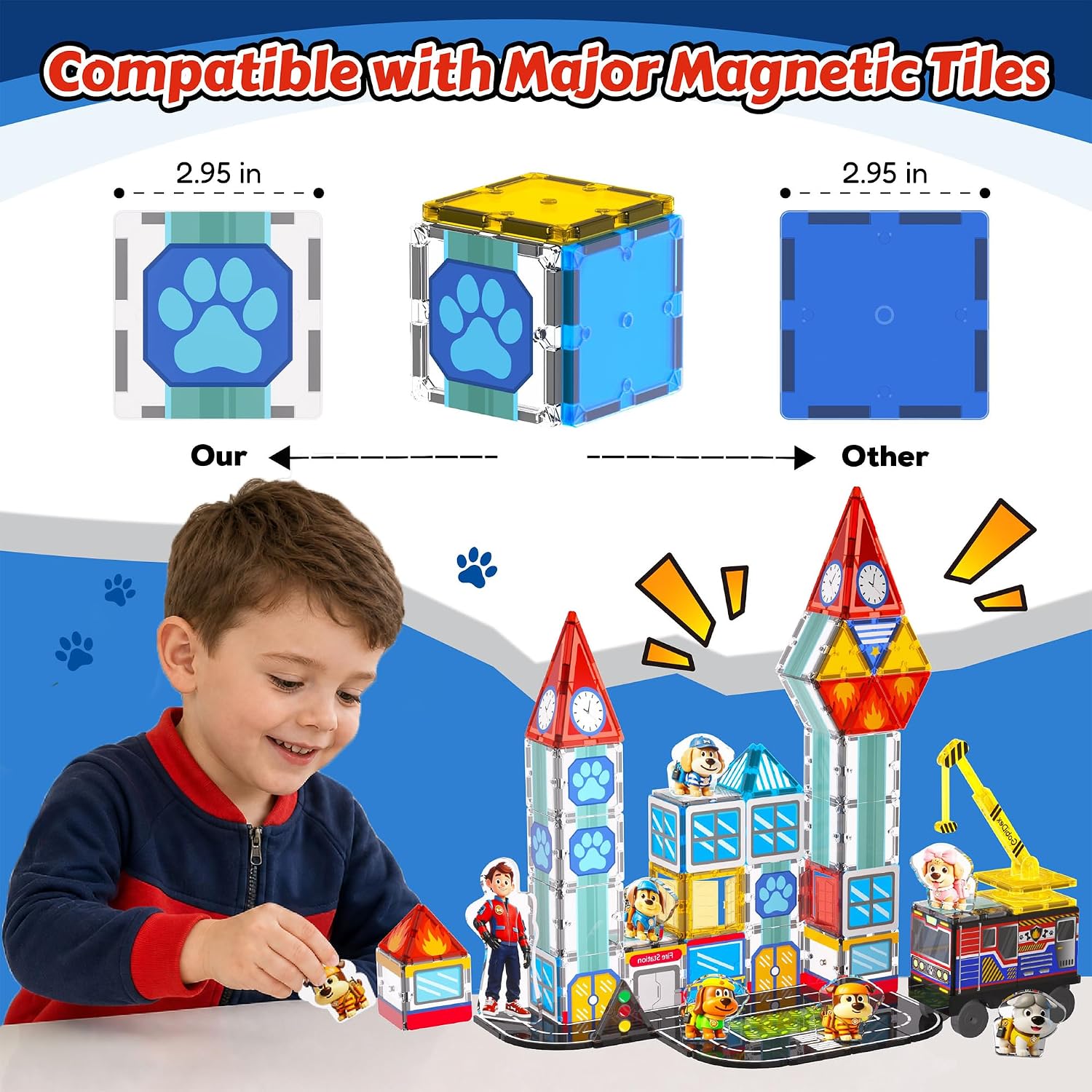 Thumbnail 6 de Magnetic Tile Set, 58 Pieces