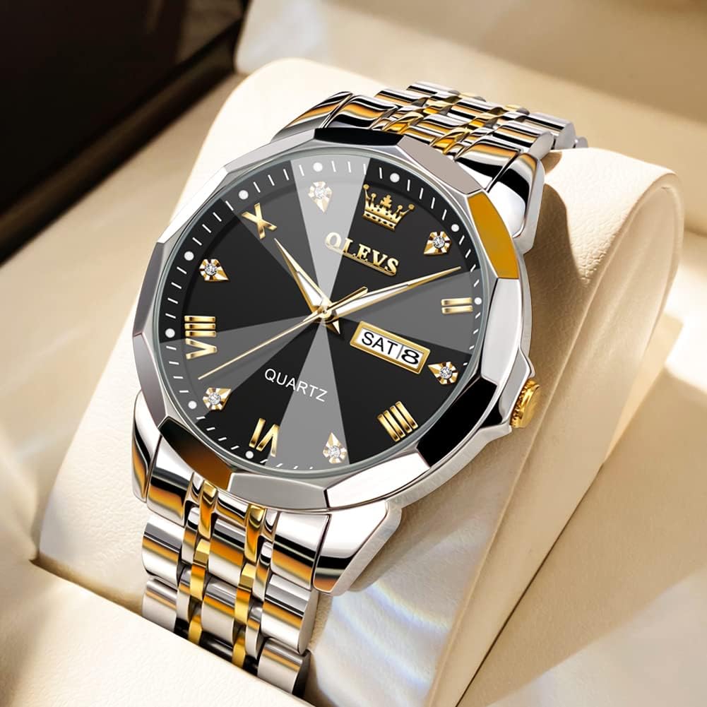 Detalle 2 de OLEVS Herrenuhr Gold Silber 30 m