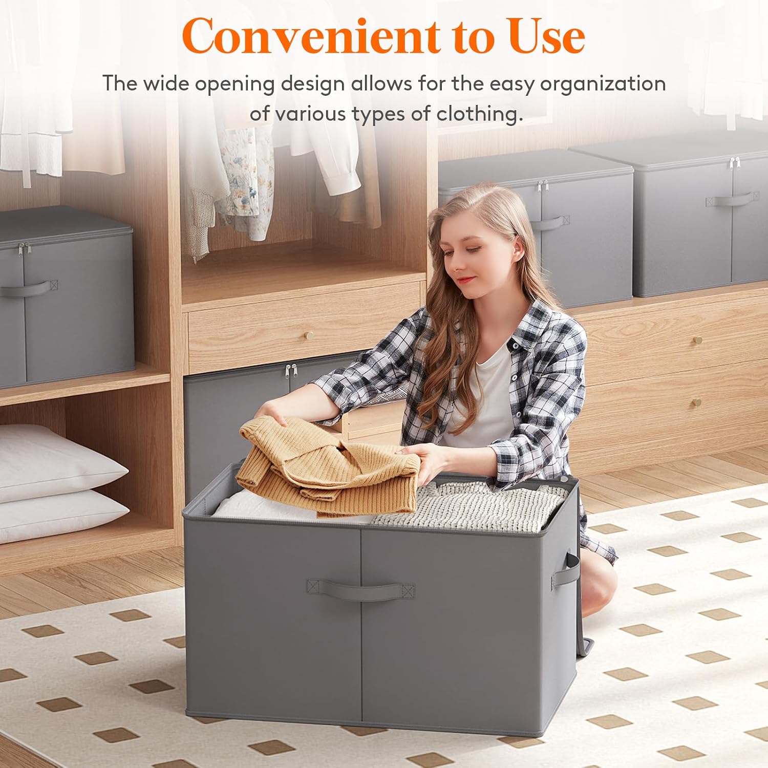 Detalle 1 de Lifewit 24300 60L Fabric Storage Boxes, Pack of 6, Foldable with Lids