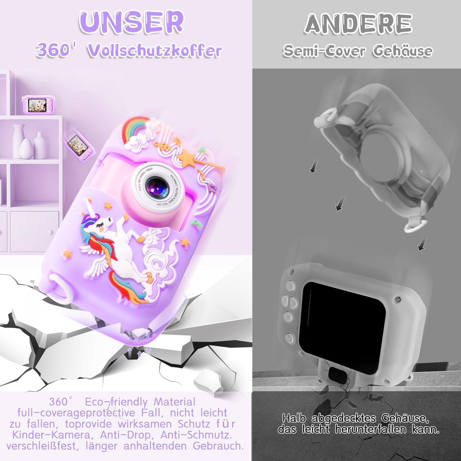Thumbnail 3 de ARNSSIEN Kinderkamera X101 – 2,4" IPS-Bildschirm, 180° Klapp-Linse, 32 GB Speicher