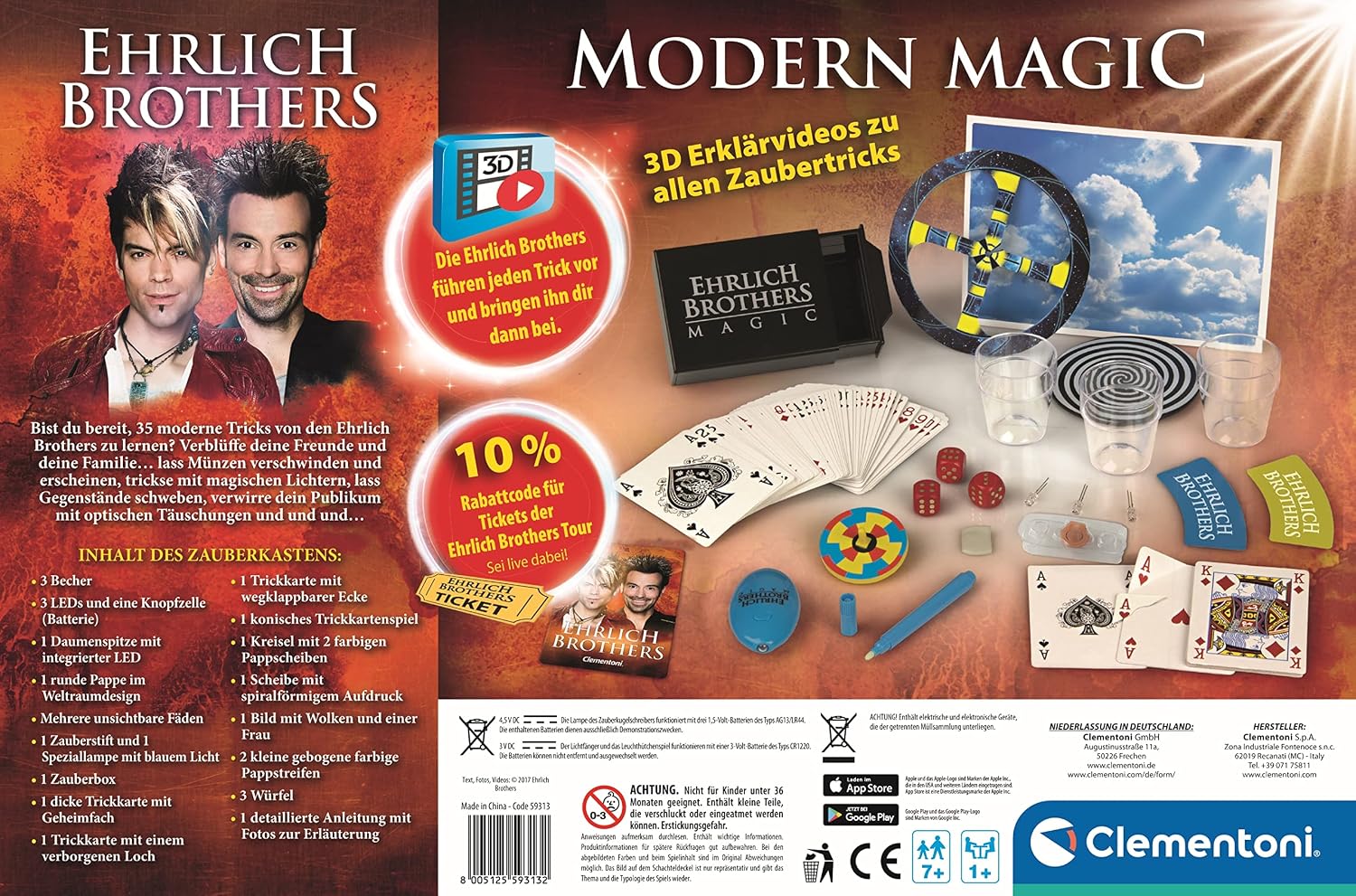 Detalle 2 de Clementoni Ehrlich Brothers Modern Magic Zauberkasten 3D-Erklärvideos