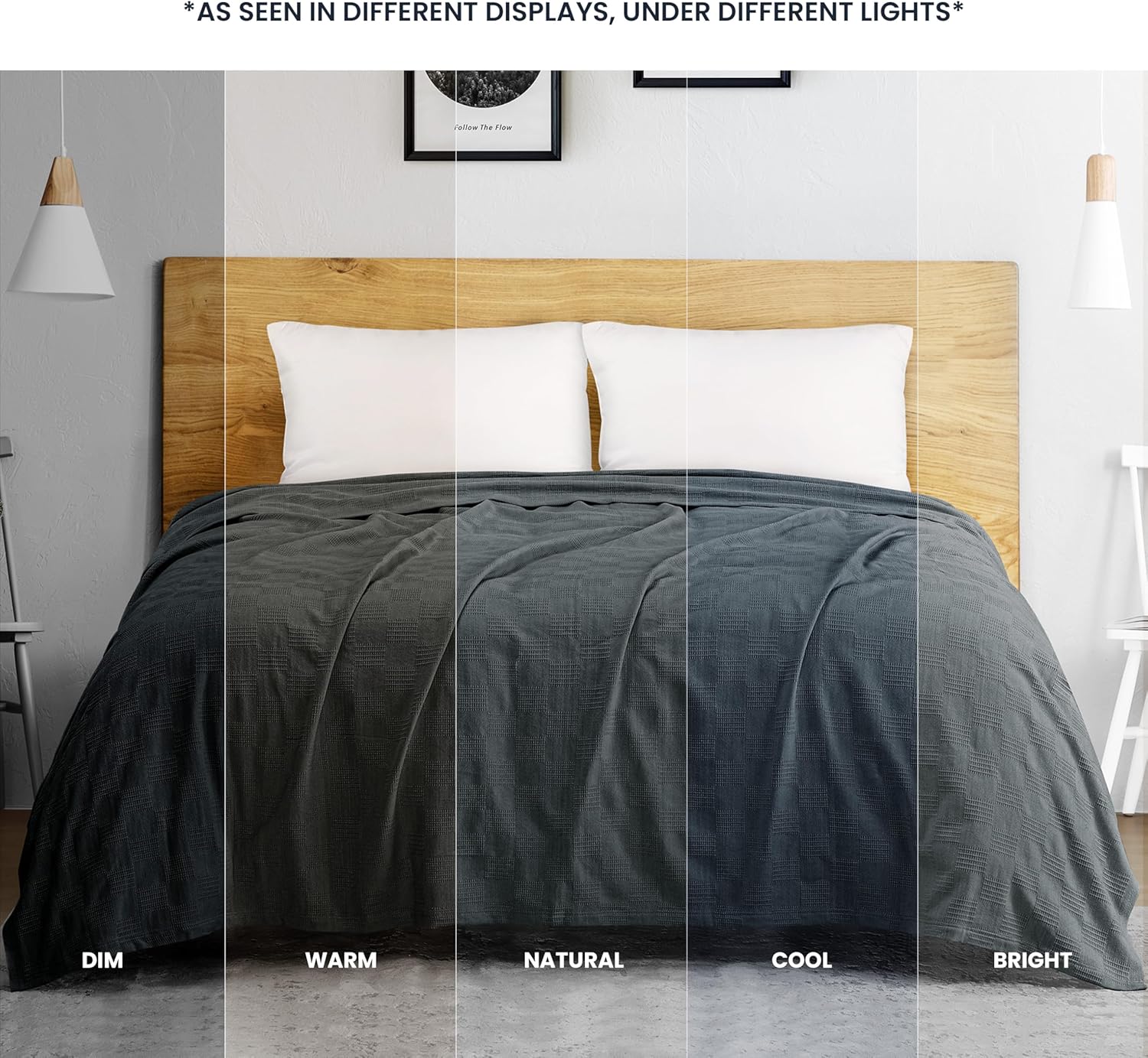 Thumbnail 4 de Utopia Bedding 100% Cotton Thermal Blanket, Queen, Smoke Gray, Dobby Weave