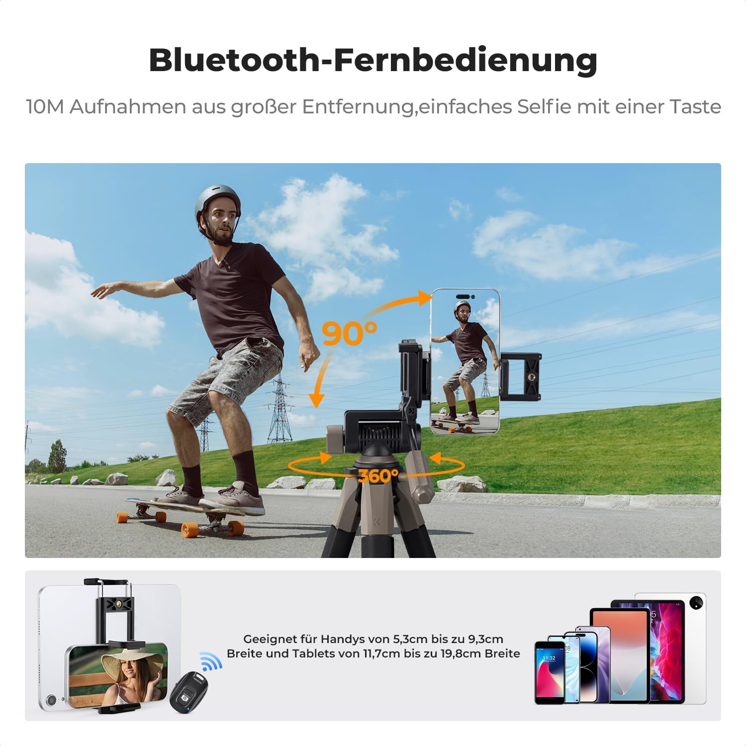 Thumbnail 6 de K&F CONCEPT Kamerastativ S255A3+BV01 – Leichtes, tragbares Stativ für Kamera, Smartphone und Tablet