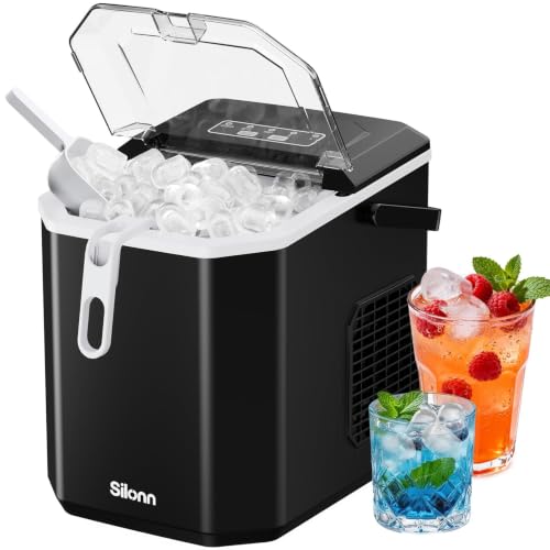 Detalle de Silonn Eiswürfelmaschine mit Griff – tragbar, selbstreinigend und kompakt