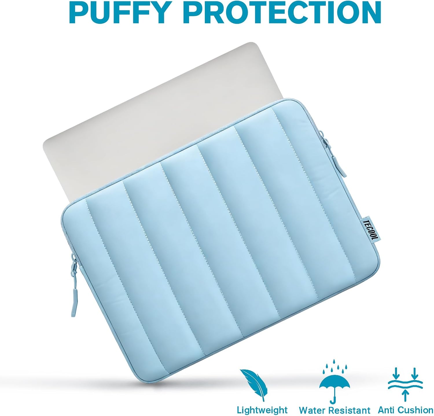 Thumbnail 2 de TECOOL Puffy 14 inch Laptop Sleeve Protective Case (Blue) with Shockproof Quilted Padding