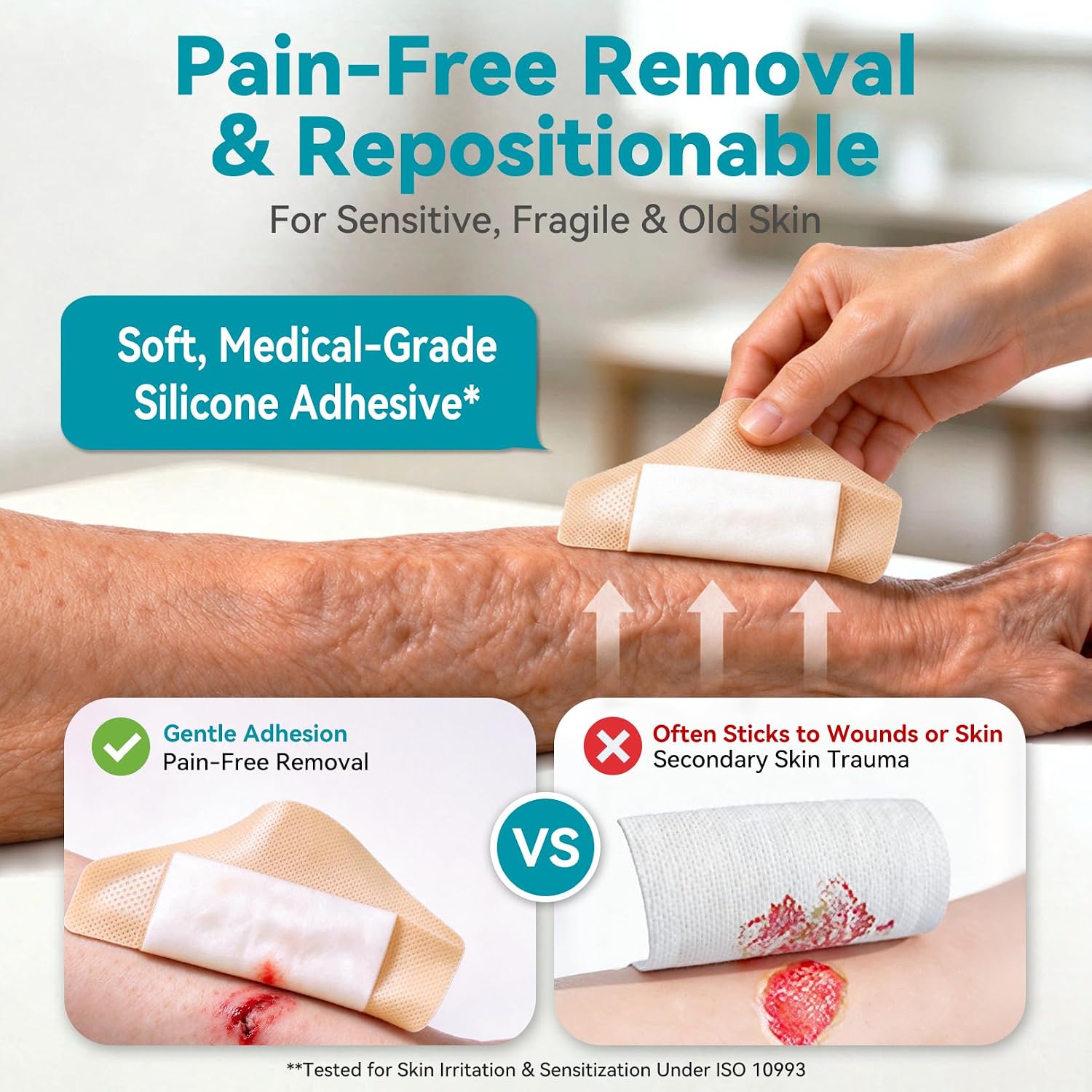 Detalle 2 de Dimora Silicone Foam Dressing with Border Adhesive 6"x6" Waterproof Wound Care Bandage, 20 Pack