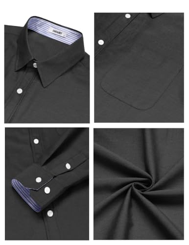 Thumbnail 4 de COOFANDY Chemise Homme Oxford à manches longues sans Repassage – coton décontracté infroissable, noir, 2XL