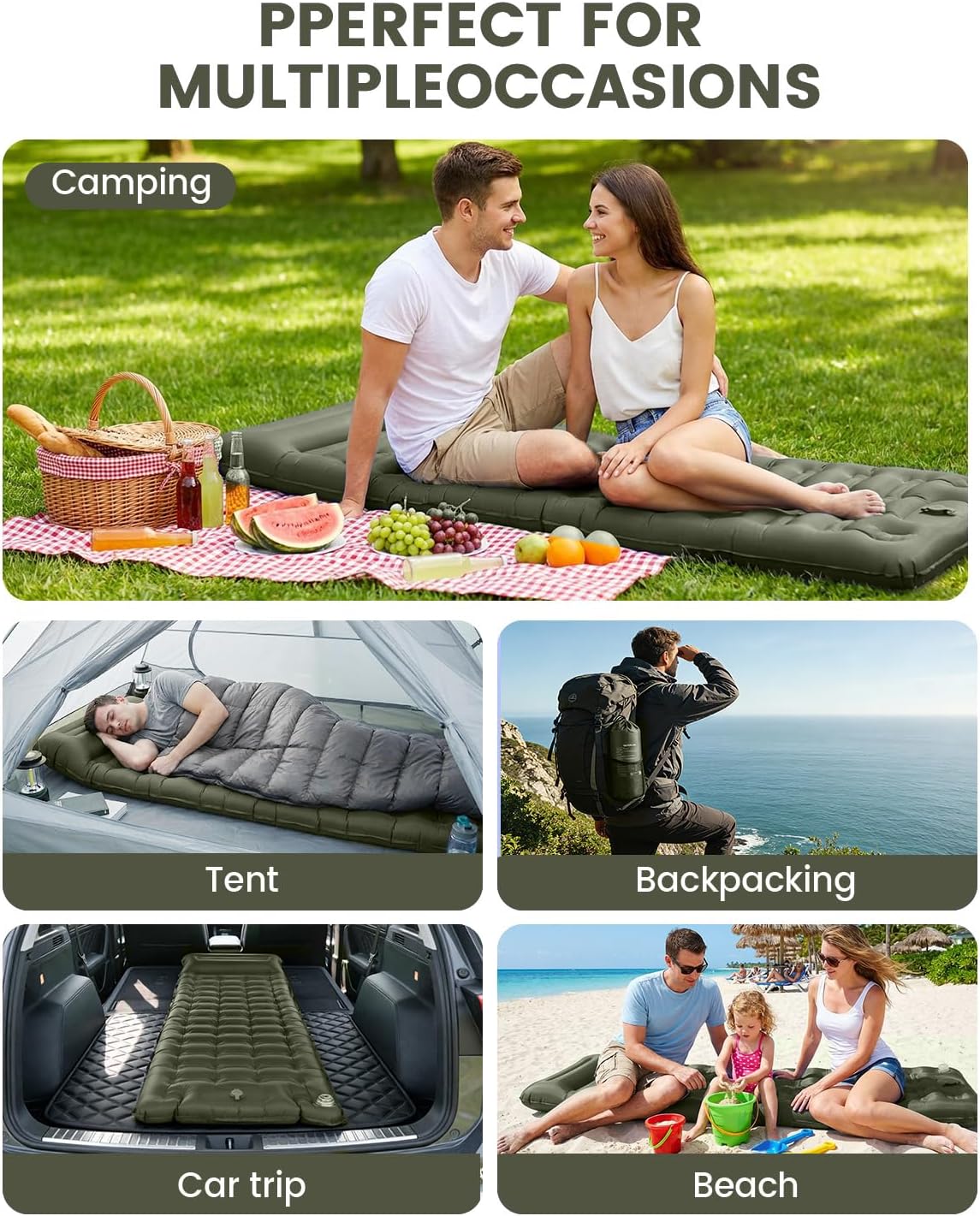 Thumbnail 6 de WARMTUYO Isomatte: Leichtes, 12 cm dickes Luftbett fürs Camping mit USB‑Pumpe