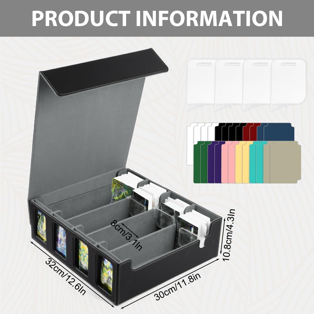 Detalle de Aolso Trading Card Storage Box: Quartuple Deck Case with 24 Dividers and 4 Supporters