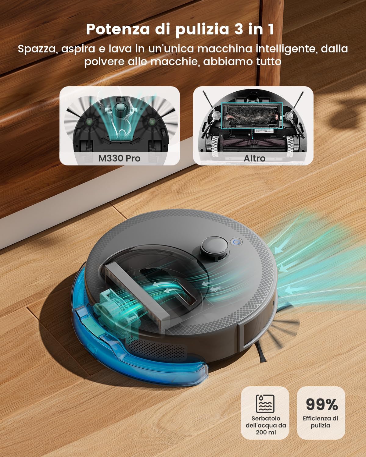 Detalle de Lefant M330Pro: robot aspirapolvere lavapavimenti con mappatura dToF e controllo vocale