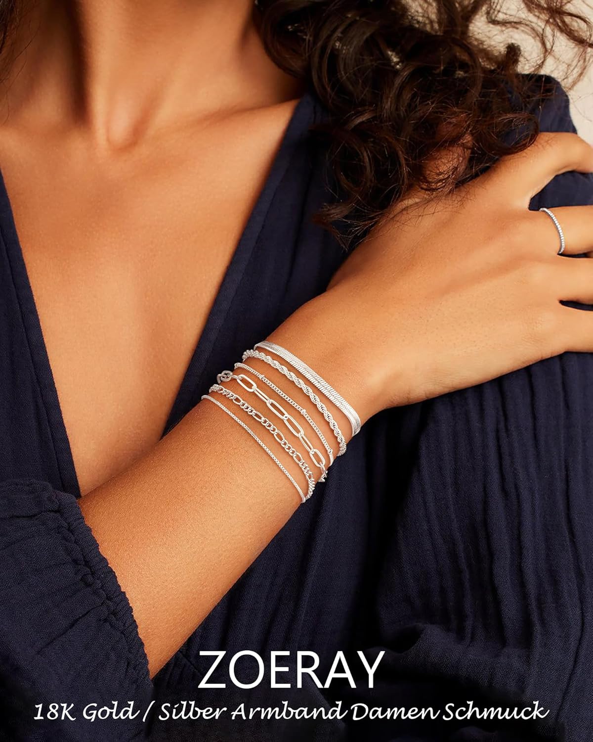 Thumbnail 1 de ZOERAY Armband Damen Gold Silber Set – Wasserfest, 18K vergoldet, verstellbar, vielseitig stapelbar