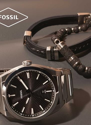 Detalle 2 de Fossil Everett para hombre: reloj de cuarzo con fecha, correa intercambiable en piel o acero