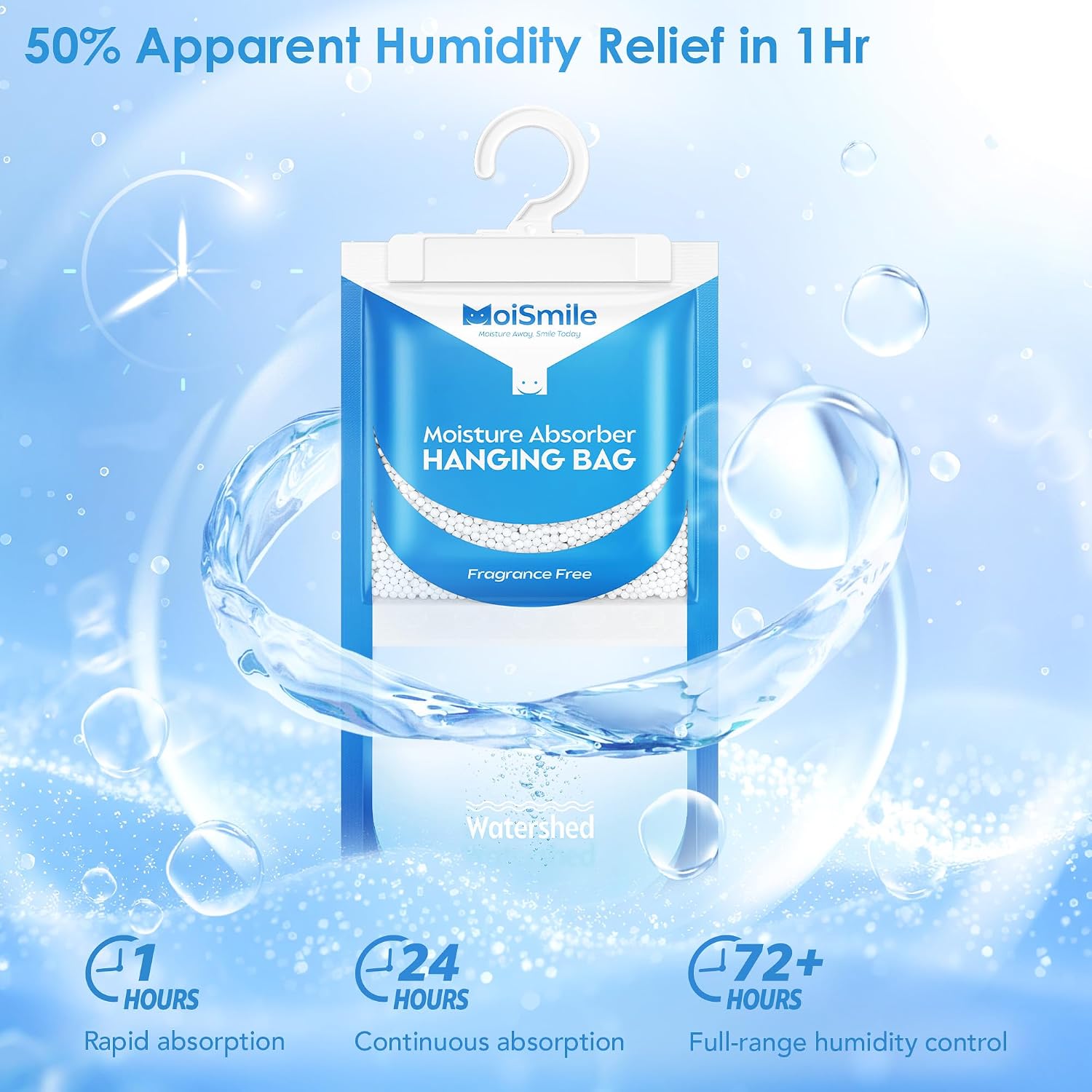 Thumbnail 2 de Moisture Absorbers 10 Pack: Fragrance-Free Hanging Closet Dehumidifier Bags (9.8 OZ Each)