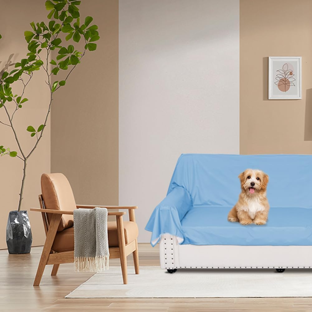 Detalle de DUJUIKE 100% wasserdichte Schutzdecke als Matratzenschoner (Himmelblau) – Cal King/King 230×250 cm