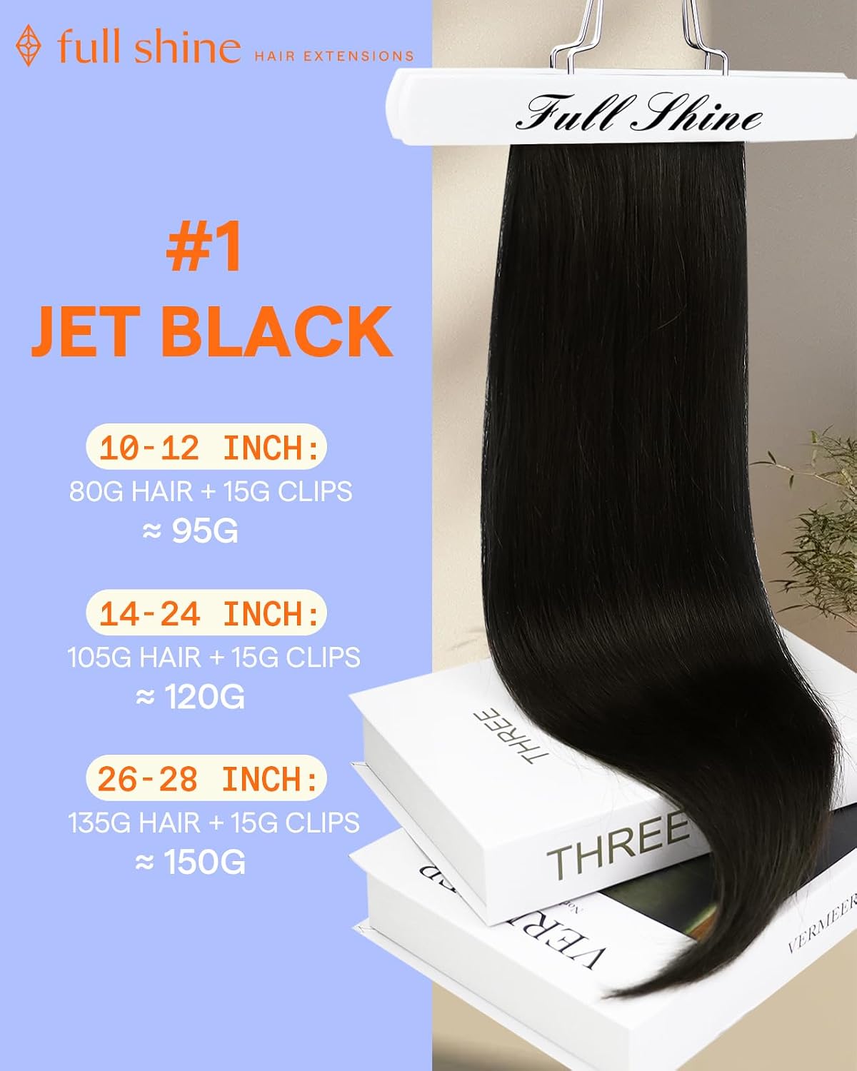 Thumbnail 1 de Full Shine Black 24 Inch Clip-In Extensions 💇♀