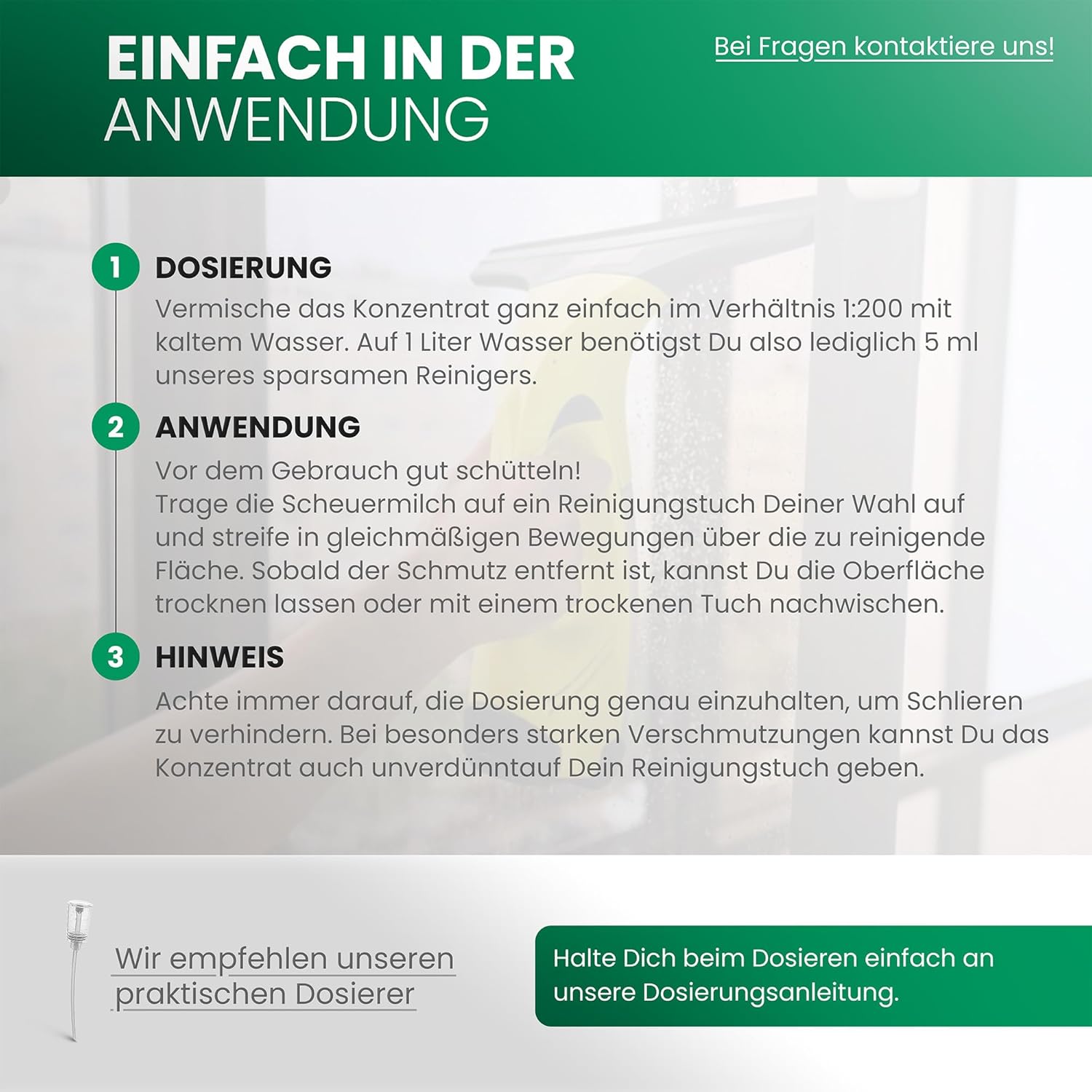 Detalle 2 de BiOHY Glasreiniger Konzentrat 1 L für Fenstersauger