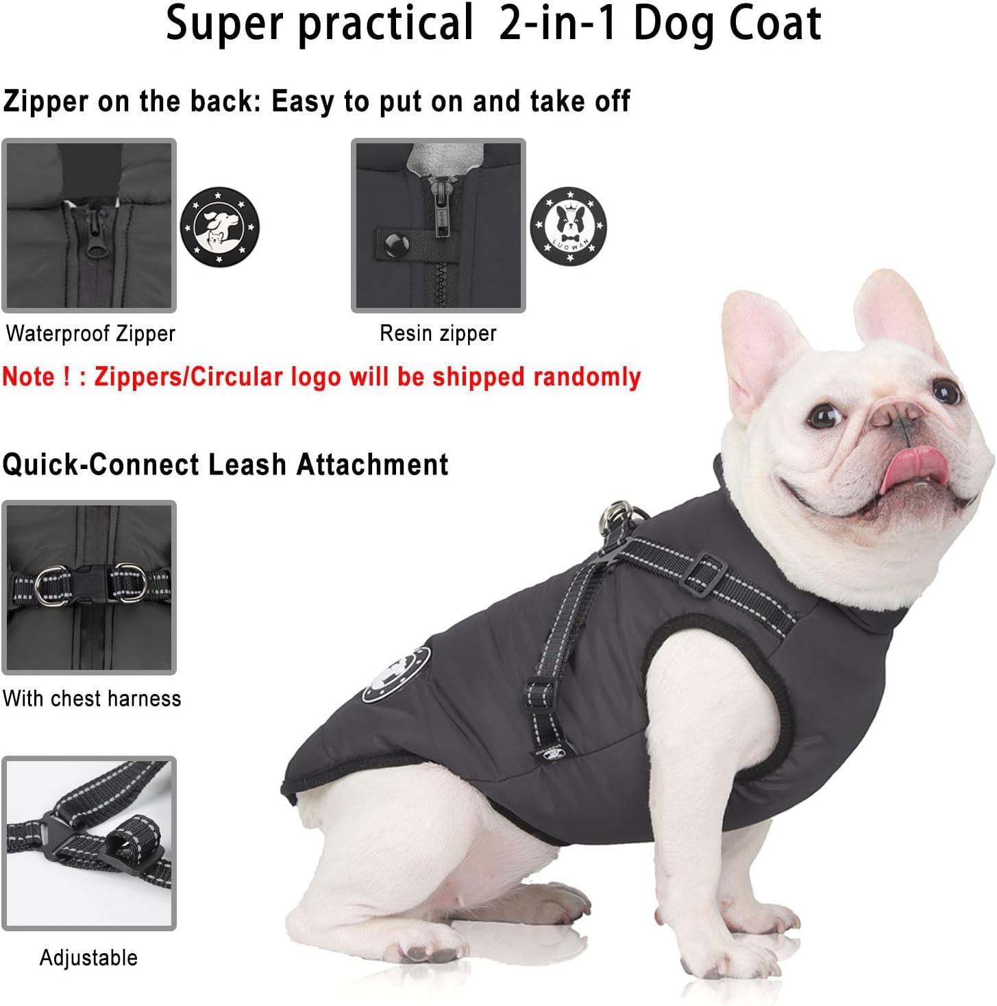 Thumbnail 1 de LUOWAN Warm Dog Coat with Harness for Small to Large Dogs
