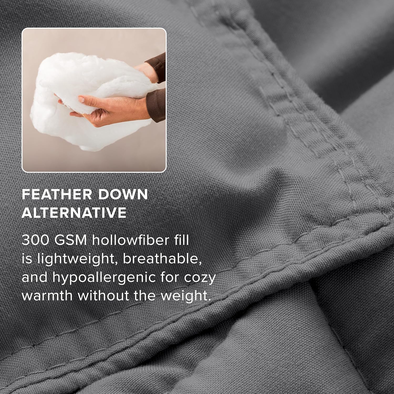 Detalle de Bare Home Comforter Set - Twin XL, Ultra-Soft Goose Down Alternative (Grey)