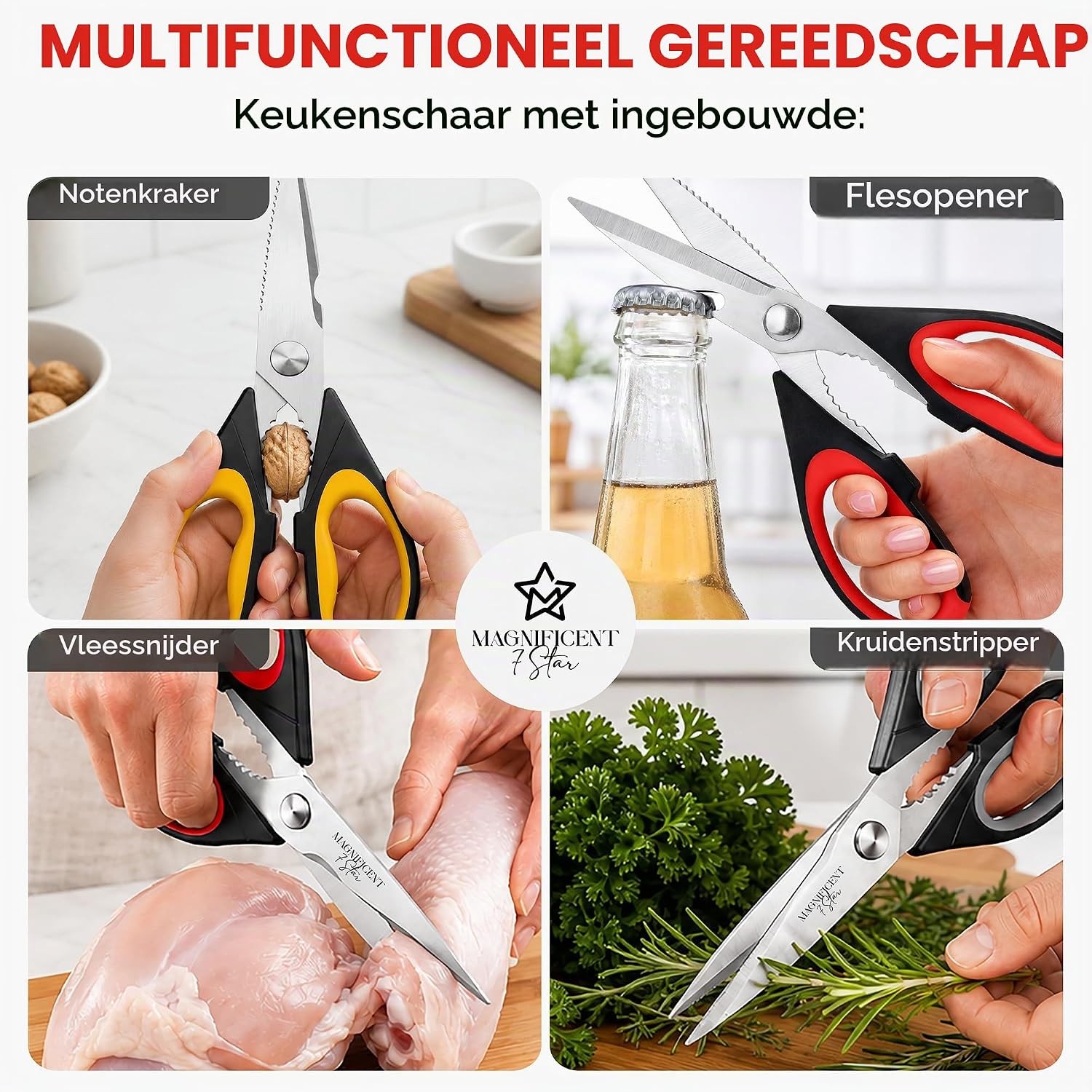Thumbnail 6 de MAGNIFICENT 7 STAR keukenschaar met softgrip, kartelrand en veiligheidskap