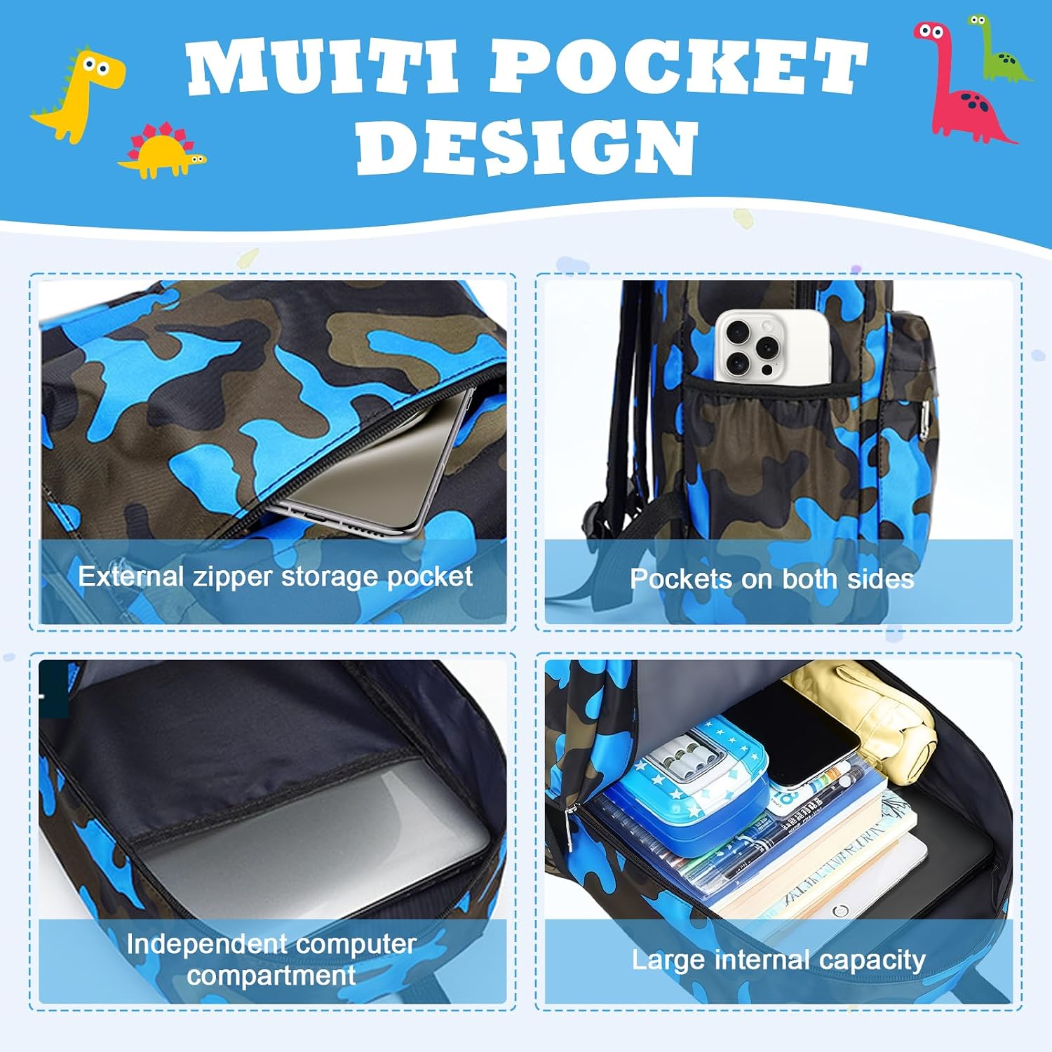 Detalle 2 de Aucuu Kids Backpack waterproof nylon school bag