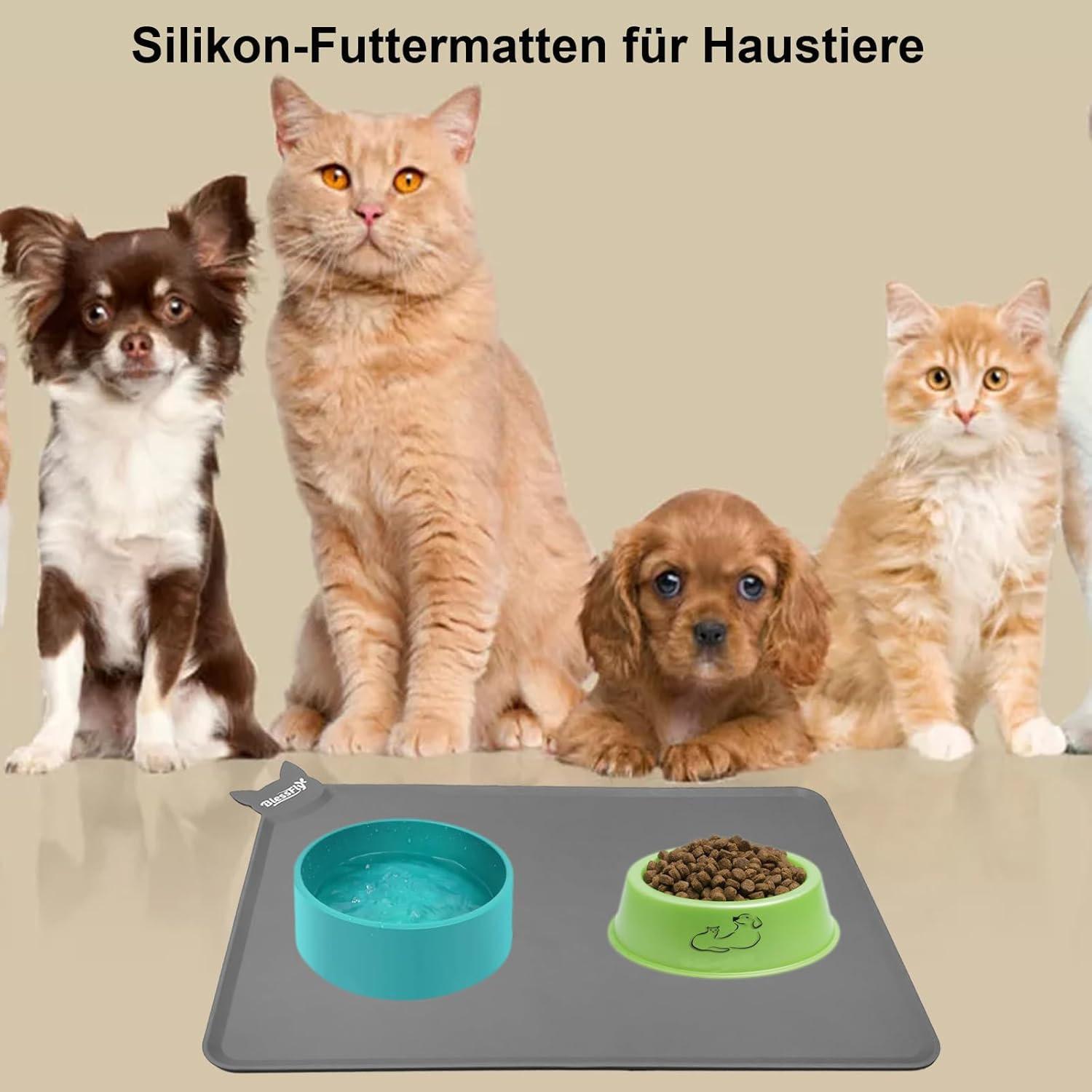 Thumbnail 1 de Silikon wasserdichte Futter- und Wassermatte für Hund und Katze (55 x 38 cm) – anti-rutsch, mit Rand